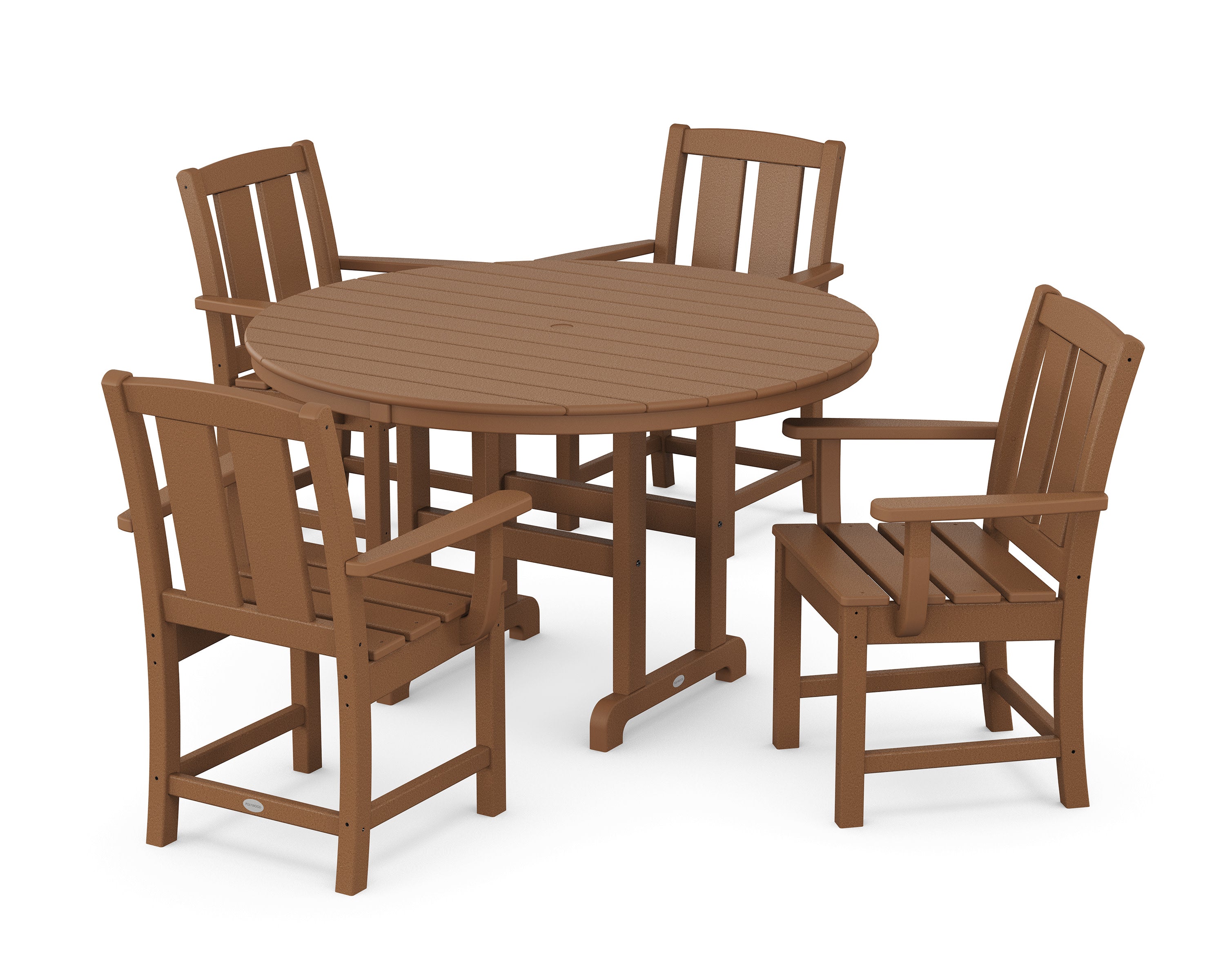 Mission 5-Piece Round Farmhouse Dining Set in Teak