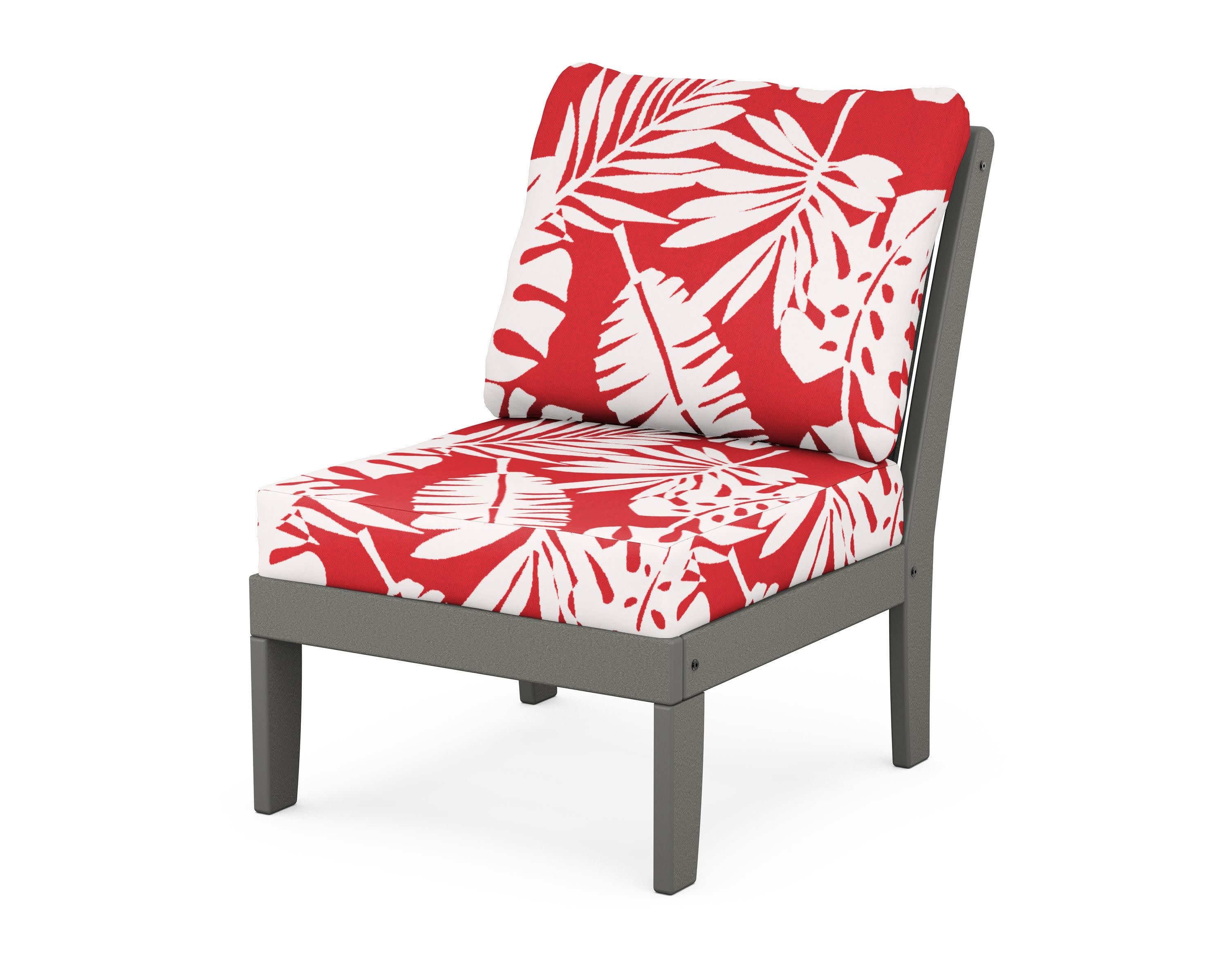 Braxton Modular Armless Chair in Slate Grey / Leaf Crimson