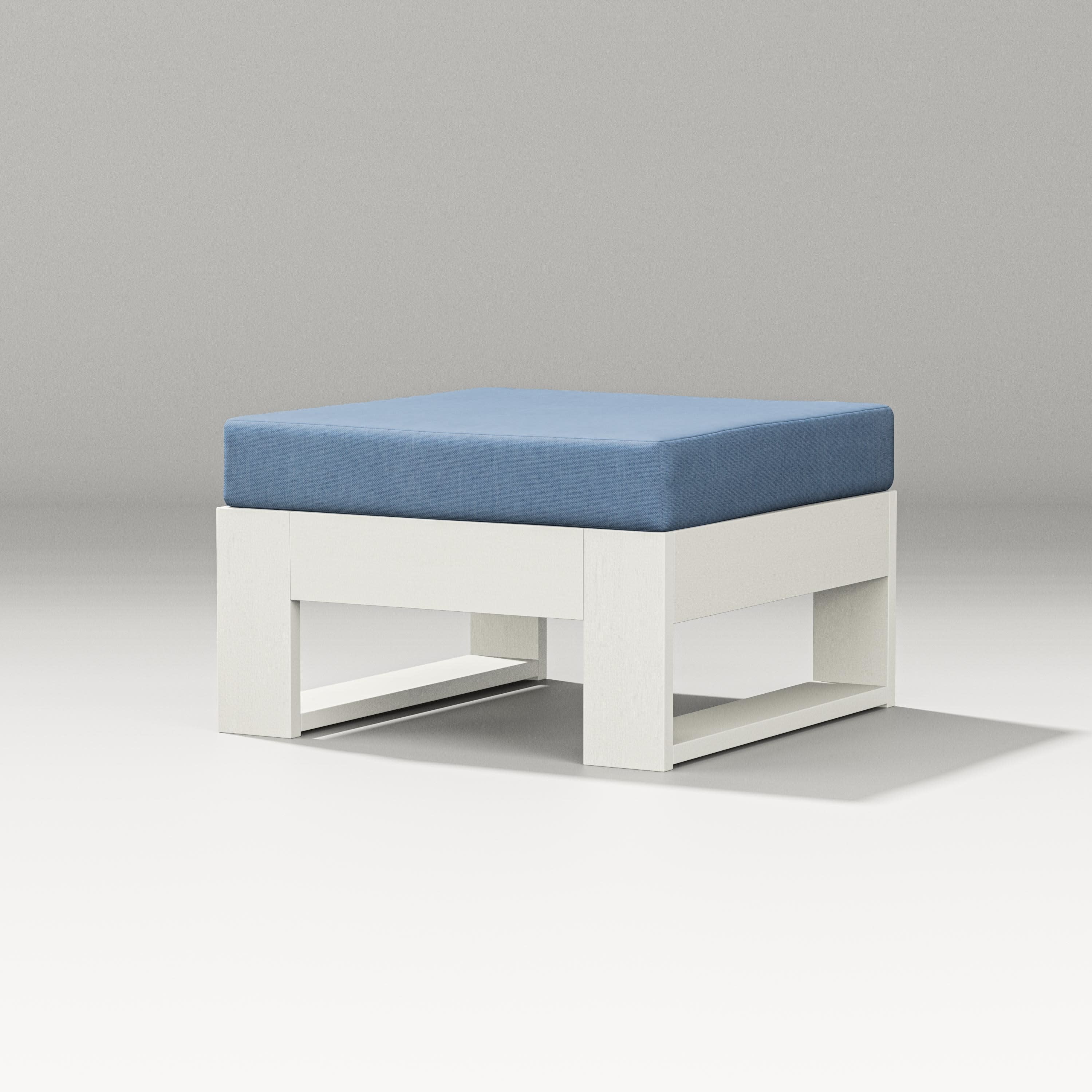 Latitude Lounge Ottoman in Vintage White / Sky Blue