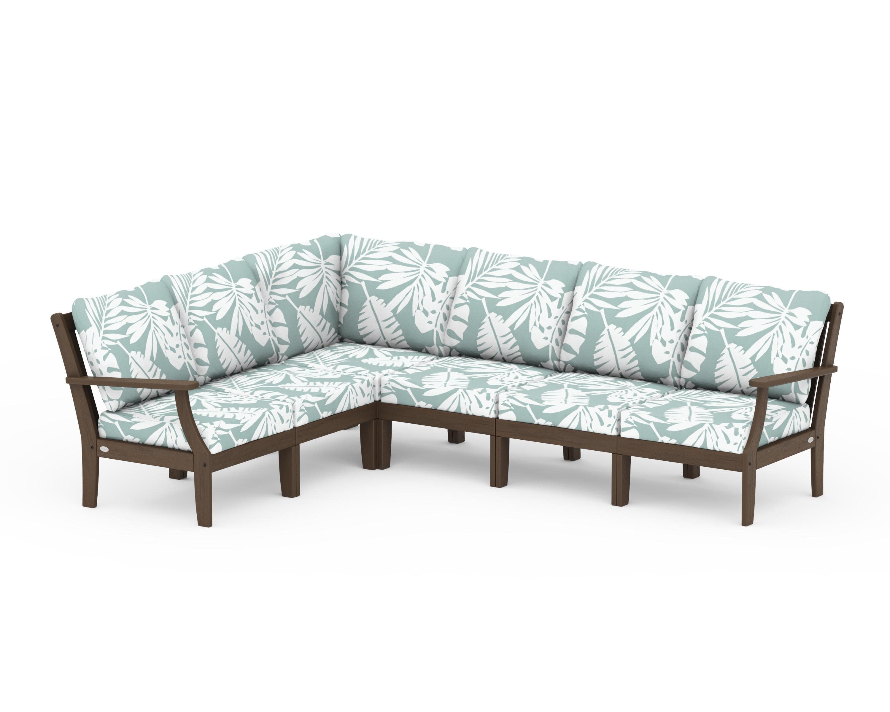 Braxton Modular 6-Piece Deep Seating Set in Kona / Leaf Glacier Spa