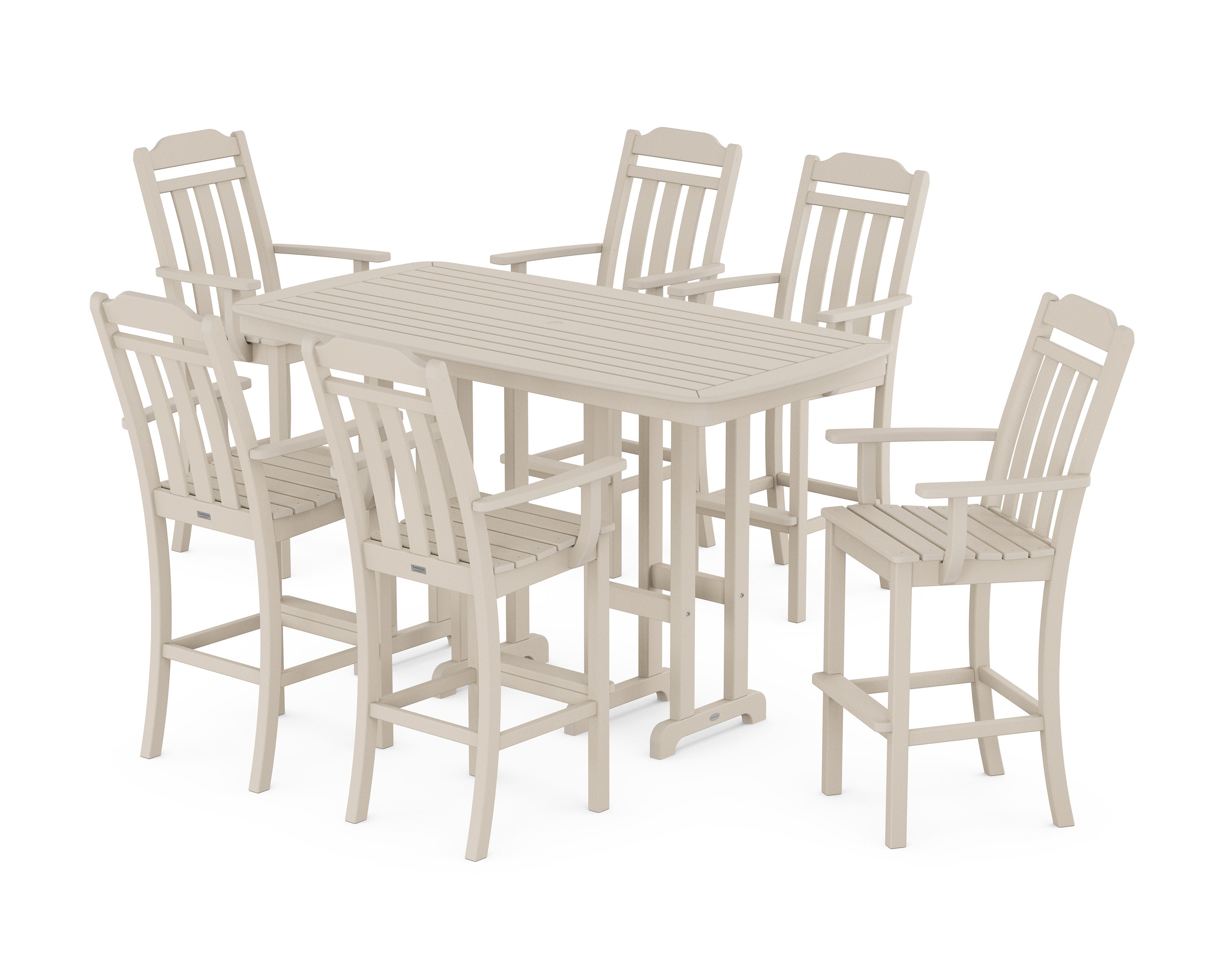 Cottage Arm Chair 7-Piece Bar Set in Sand