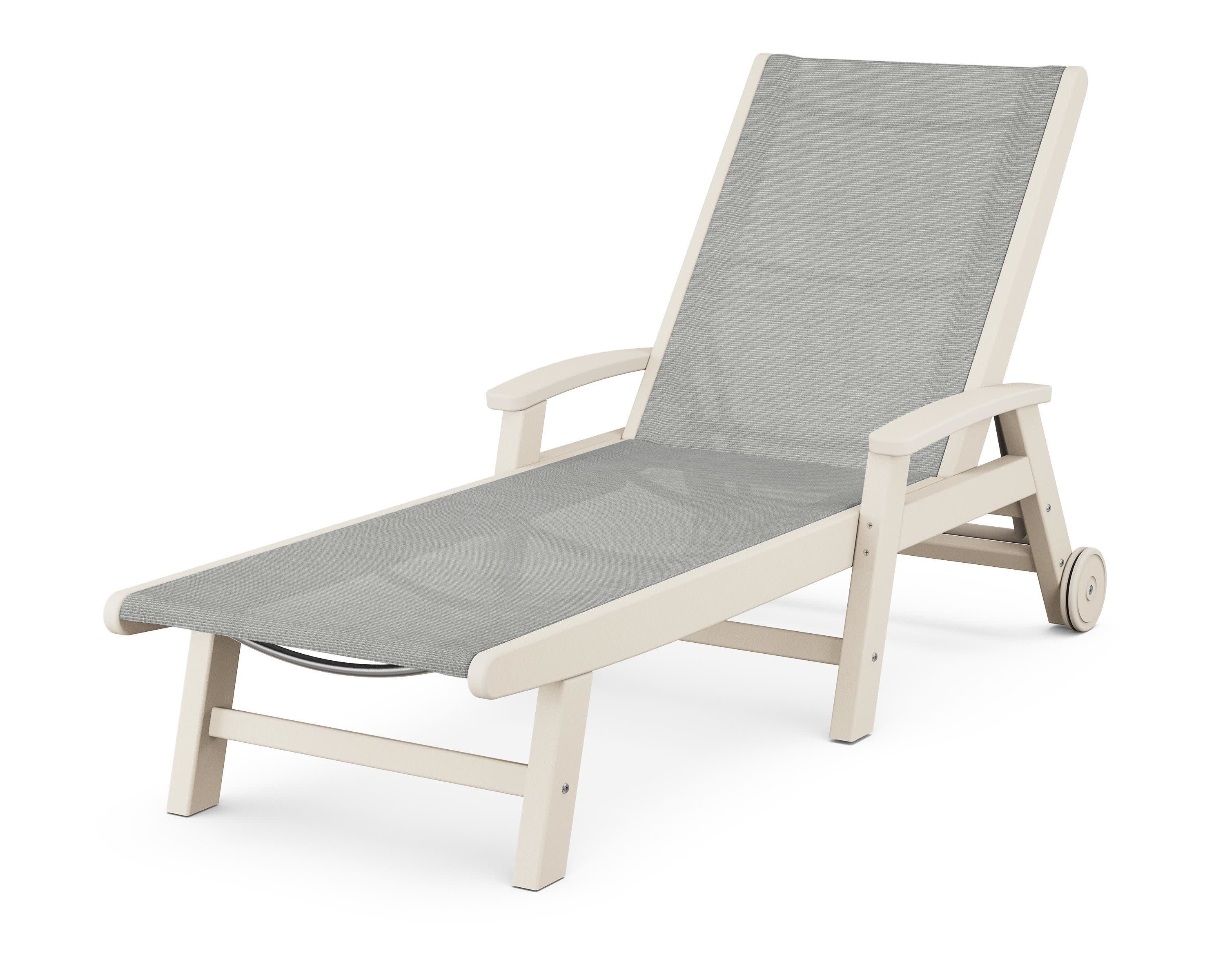 Coastal Chaise with Wheels in Sand / Metallic Sling