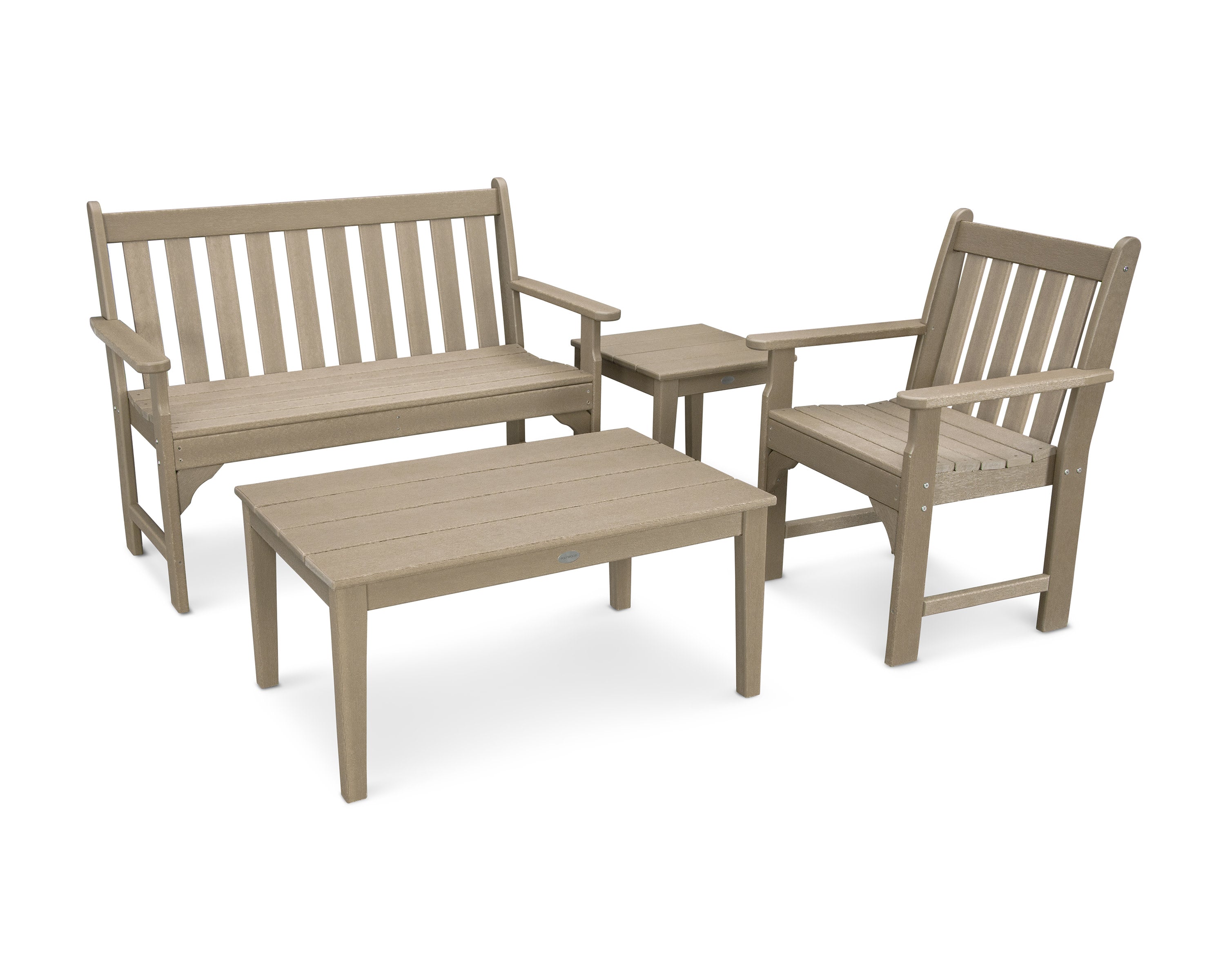 Vineyard 4-Piece Bench Seating Set in Vintage Sahara