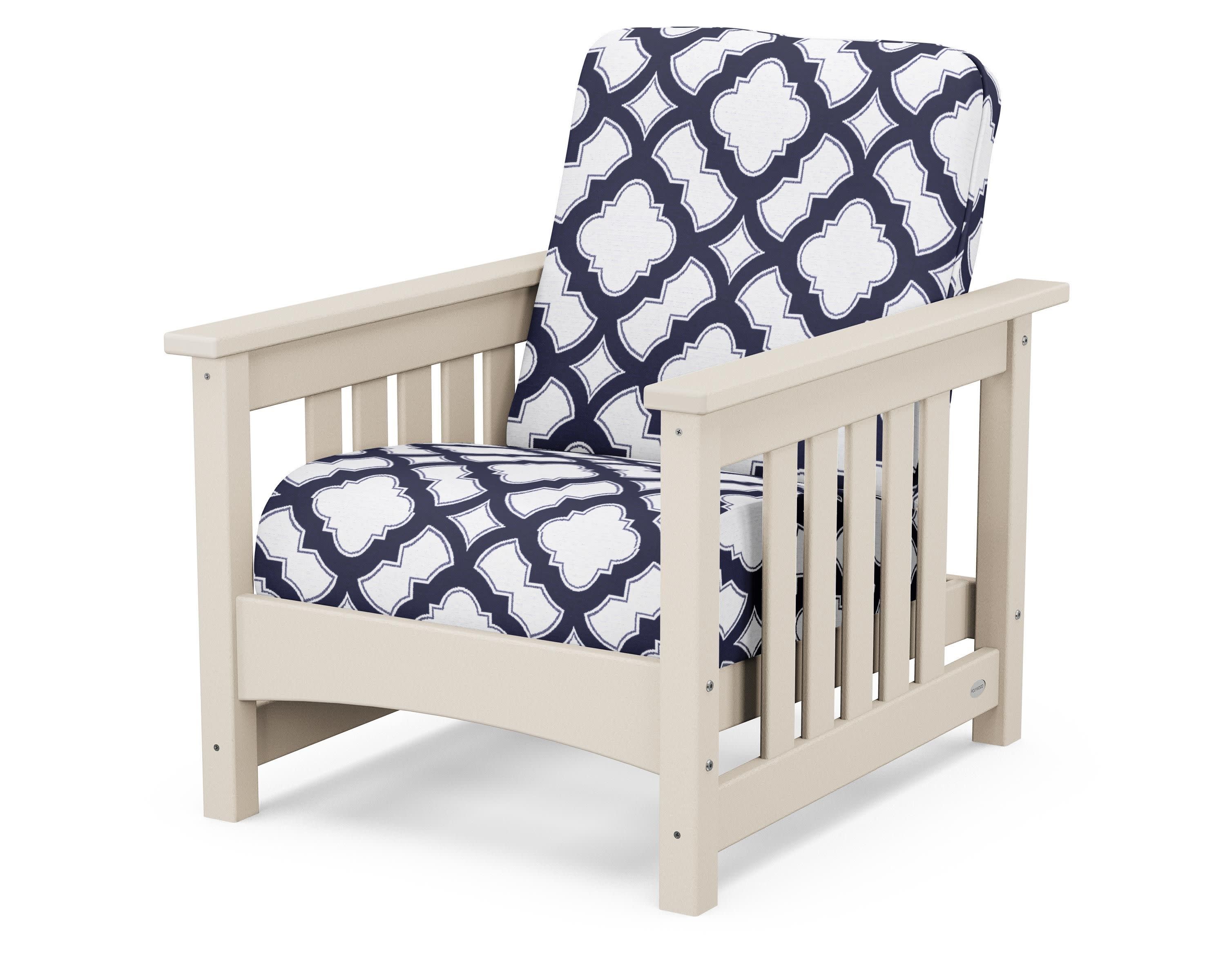 Club Mission Chair in Sand / Trellis Navy
