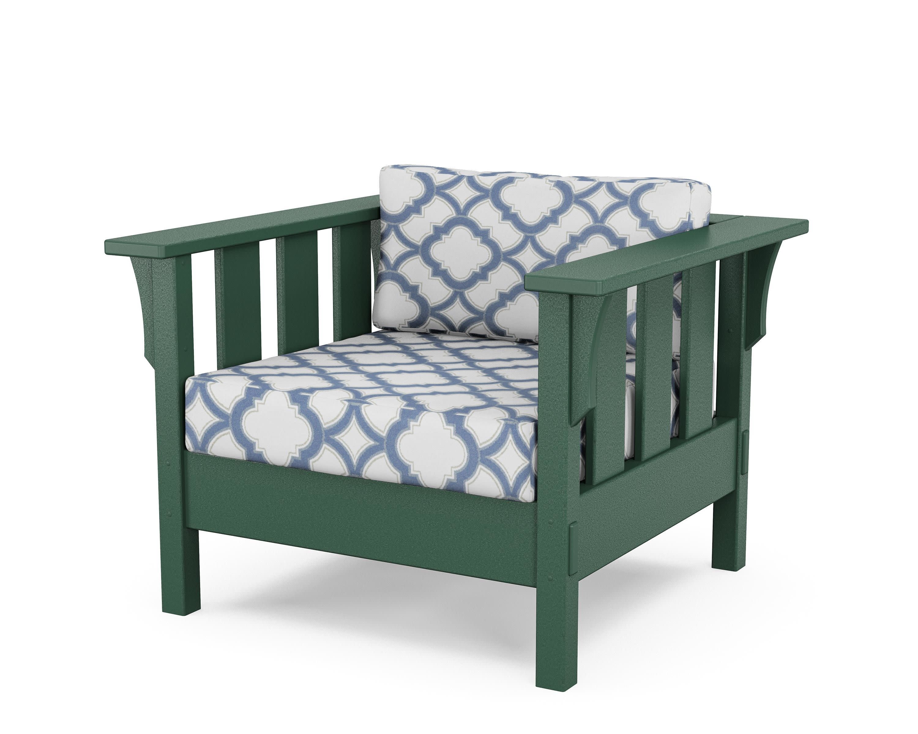 Acadia Deep Seating Chair in Green / Trellis Sky Blue