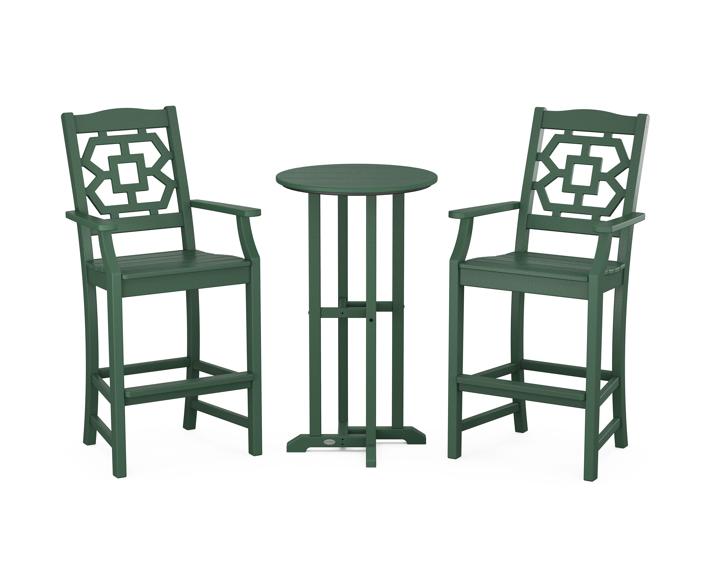 Chinoiserie 3-Piece Farmhouse Bar Set in Green