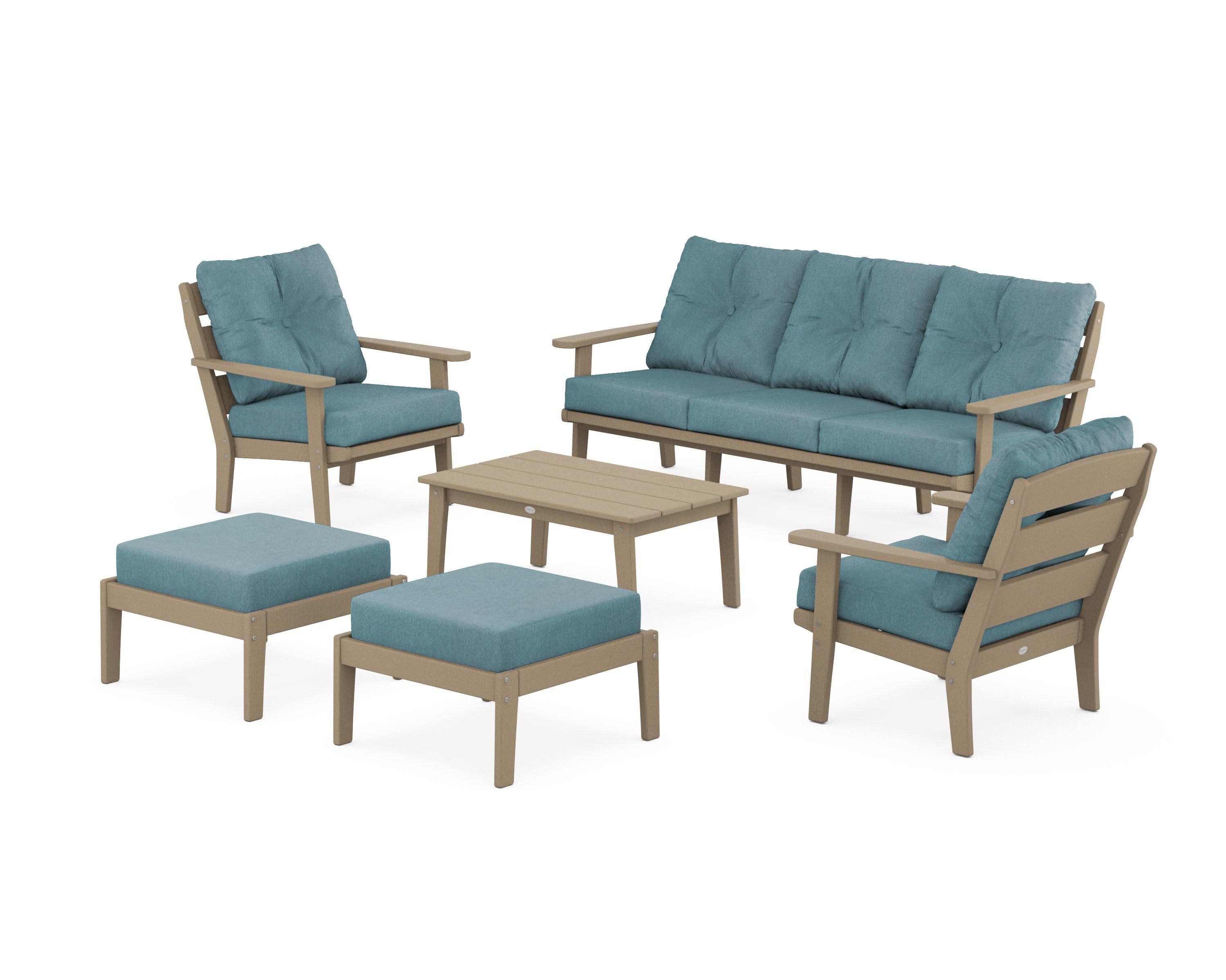 Lakeside 6-Piece Lounge Sofa Set in Vintage Sahara / Ocean Teal