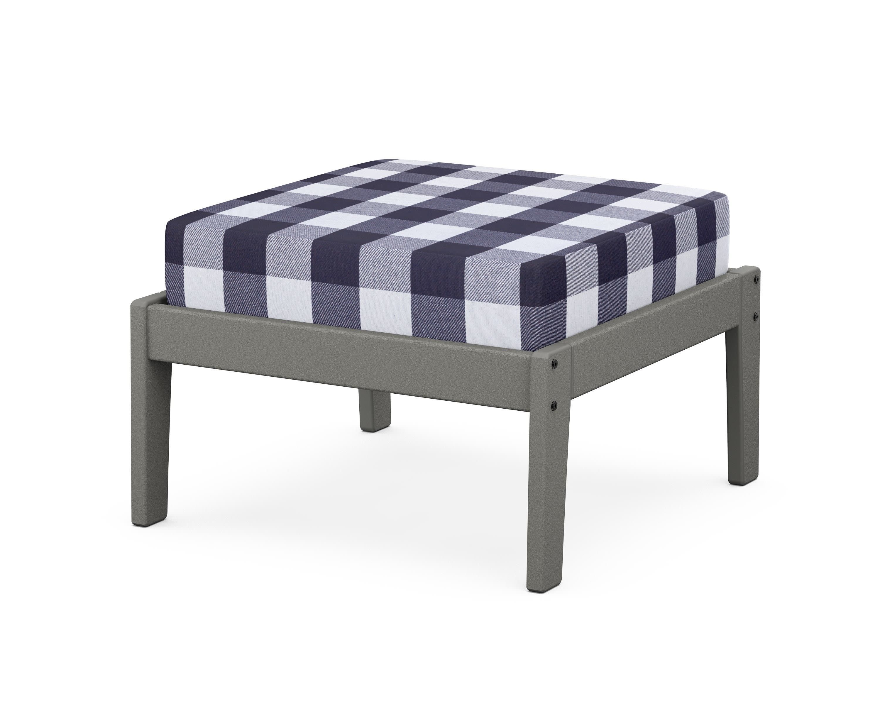 Deep Seating Ottoman in Slate Grey / Buffalo Plaid Navy