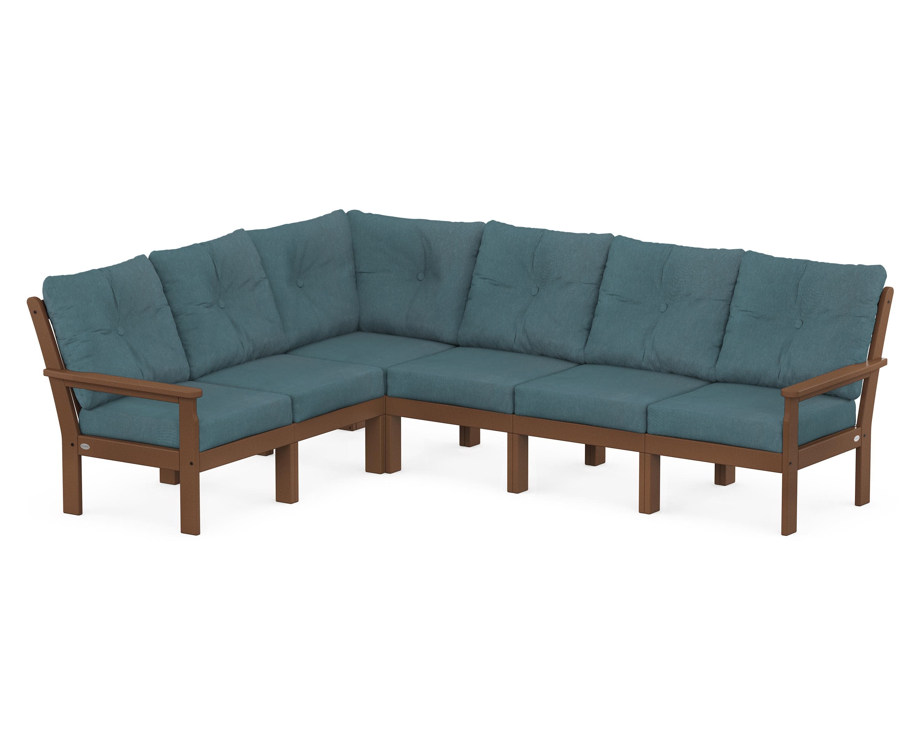 Vineyard 6-Piece Sectional in Teak / Ocean Teal