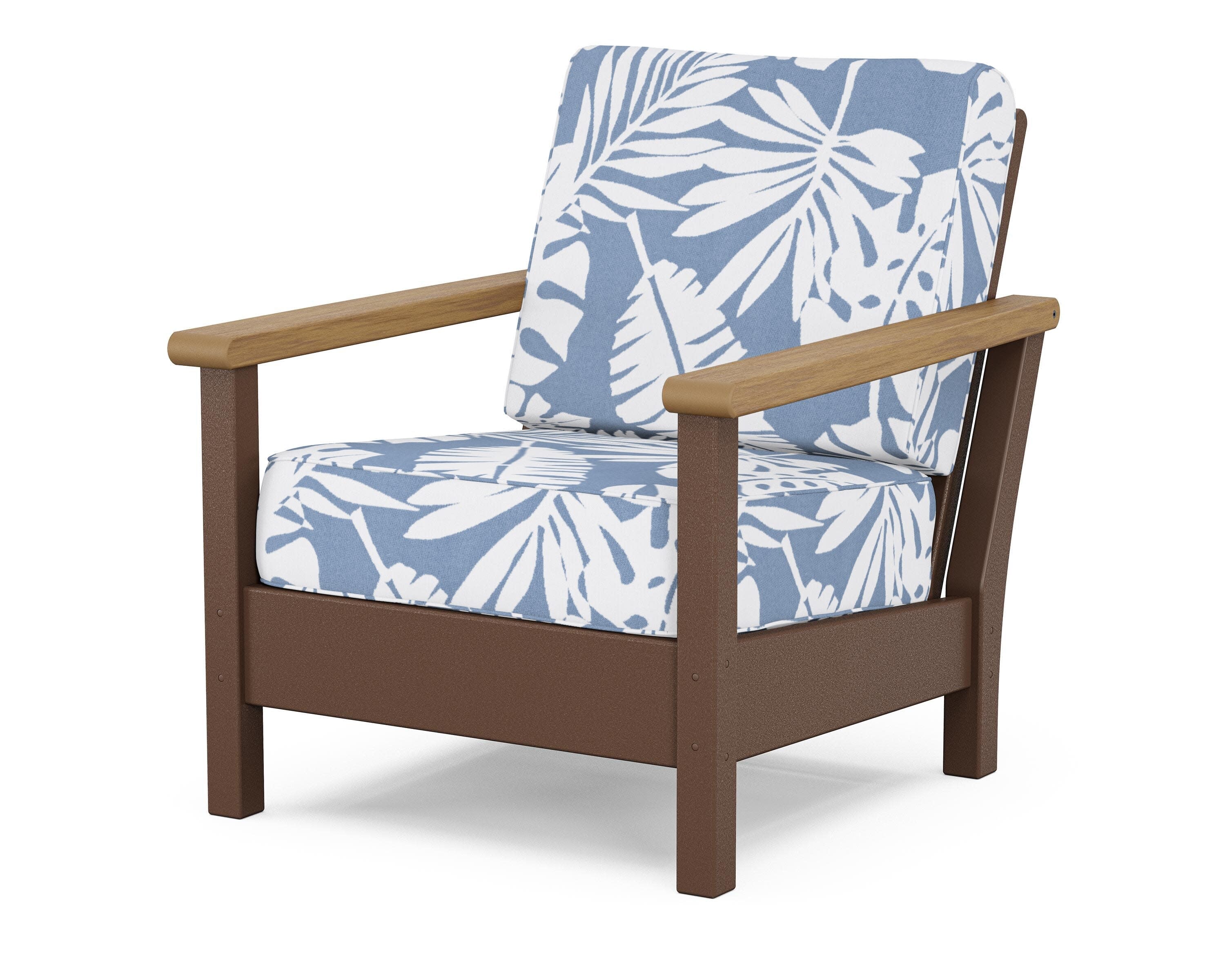 Harbour Deep Seating Chair in Mahogany / Natural / Leaf Sky Blue