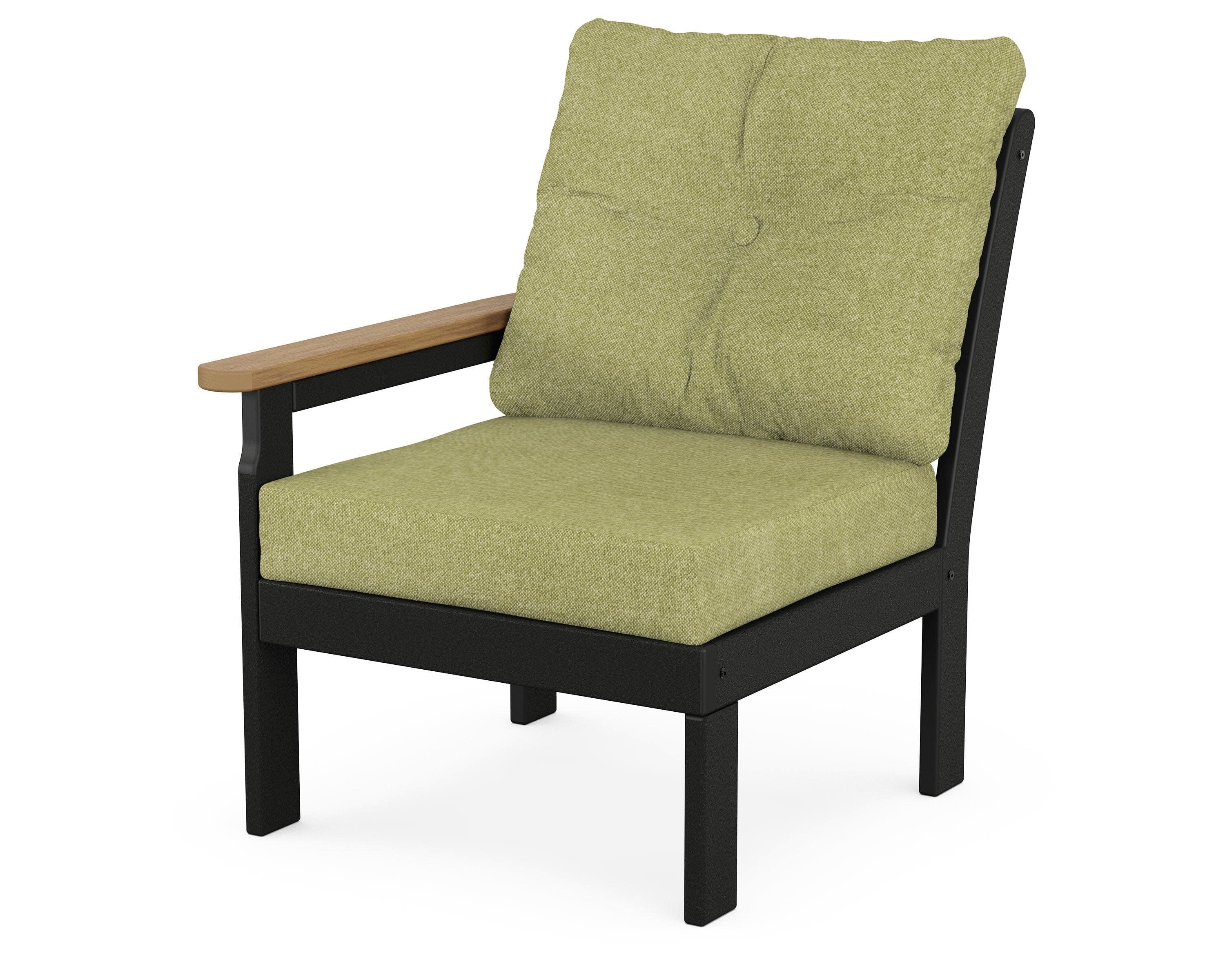 Vineyard Modular Left Arm Chair in Black / Natural / Chartreuse Boucle