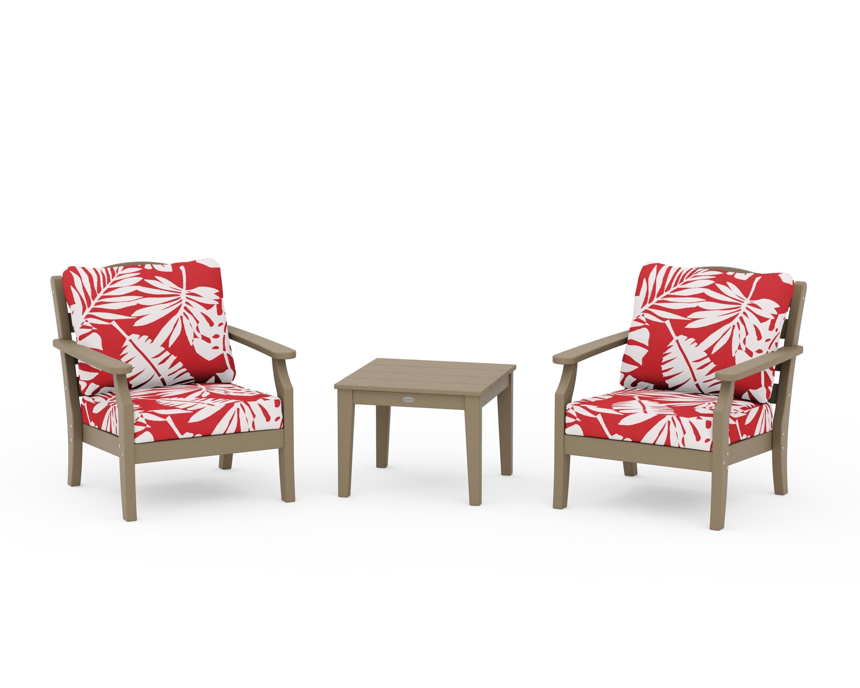 Savannah 3-Piece Deep Seating Set in Vintage Sahara / Leaf Crimson