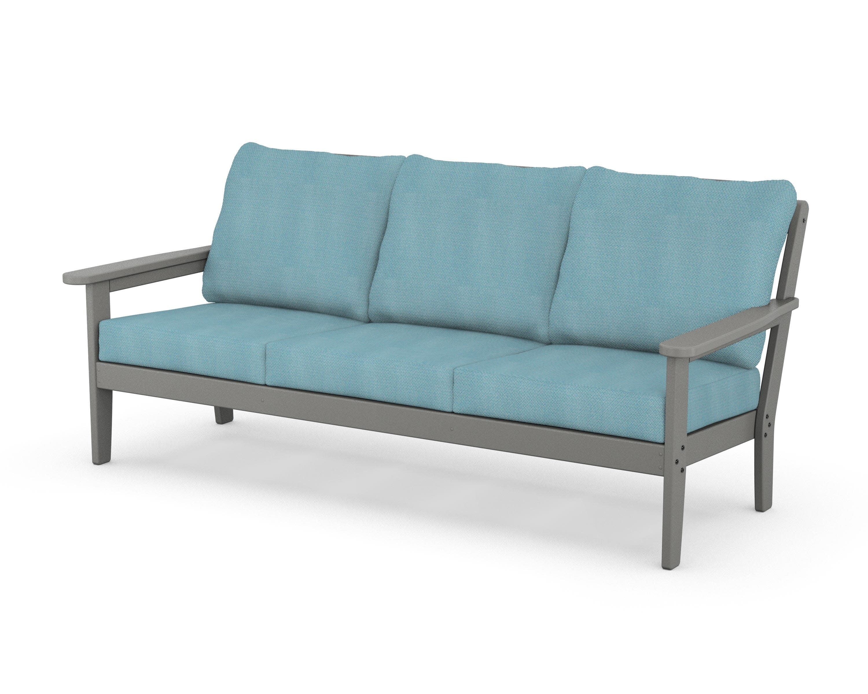 Cottage Deep Seating Sofa in Slate Grey / Lattice Sky Blue
