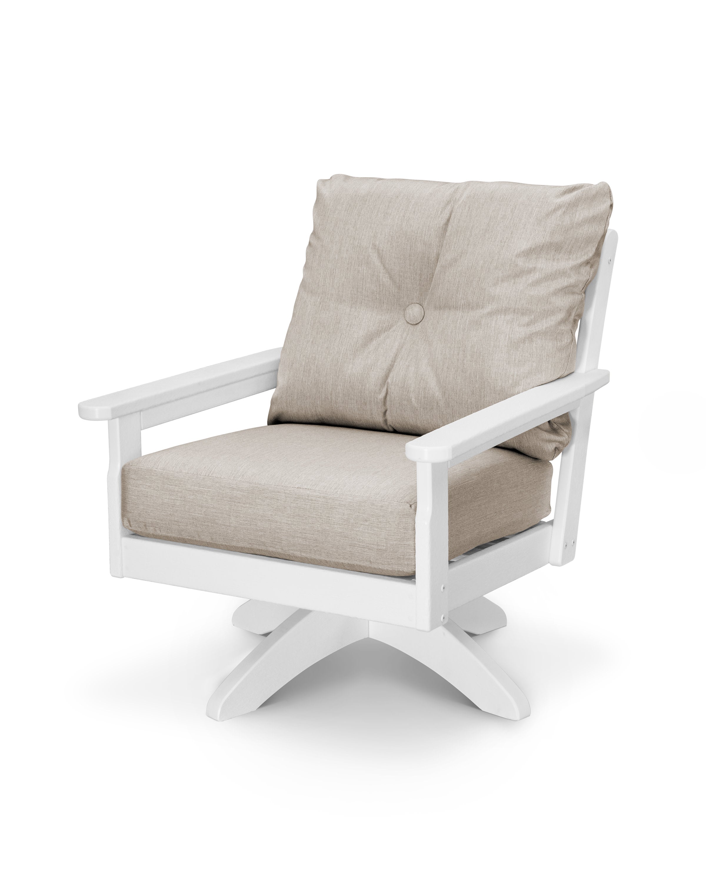 Vineyard Deep Seating Swivel Chair in White / Cast Ash