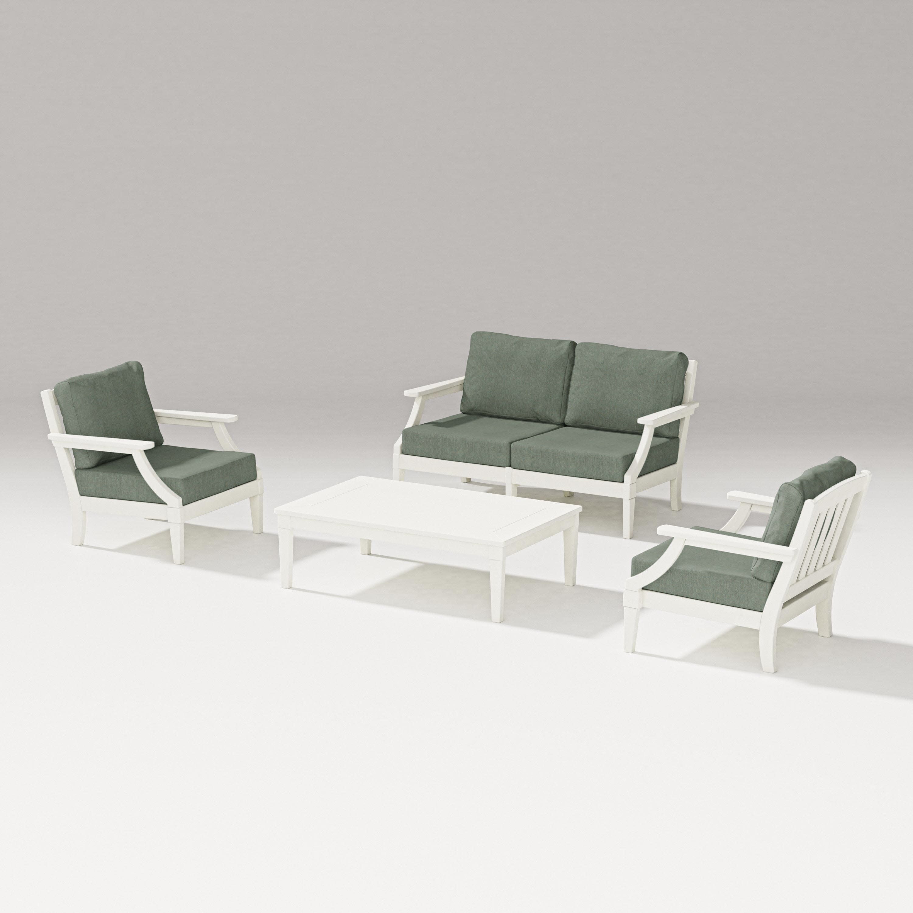 Estate Lounge 4-Piece Loveseat Set in Vintage White / Cast Sage