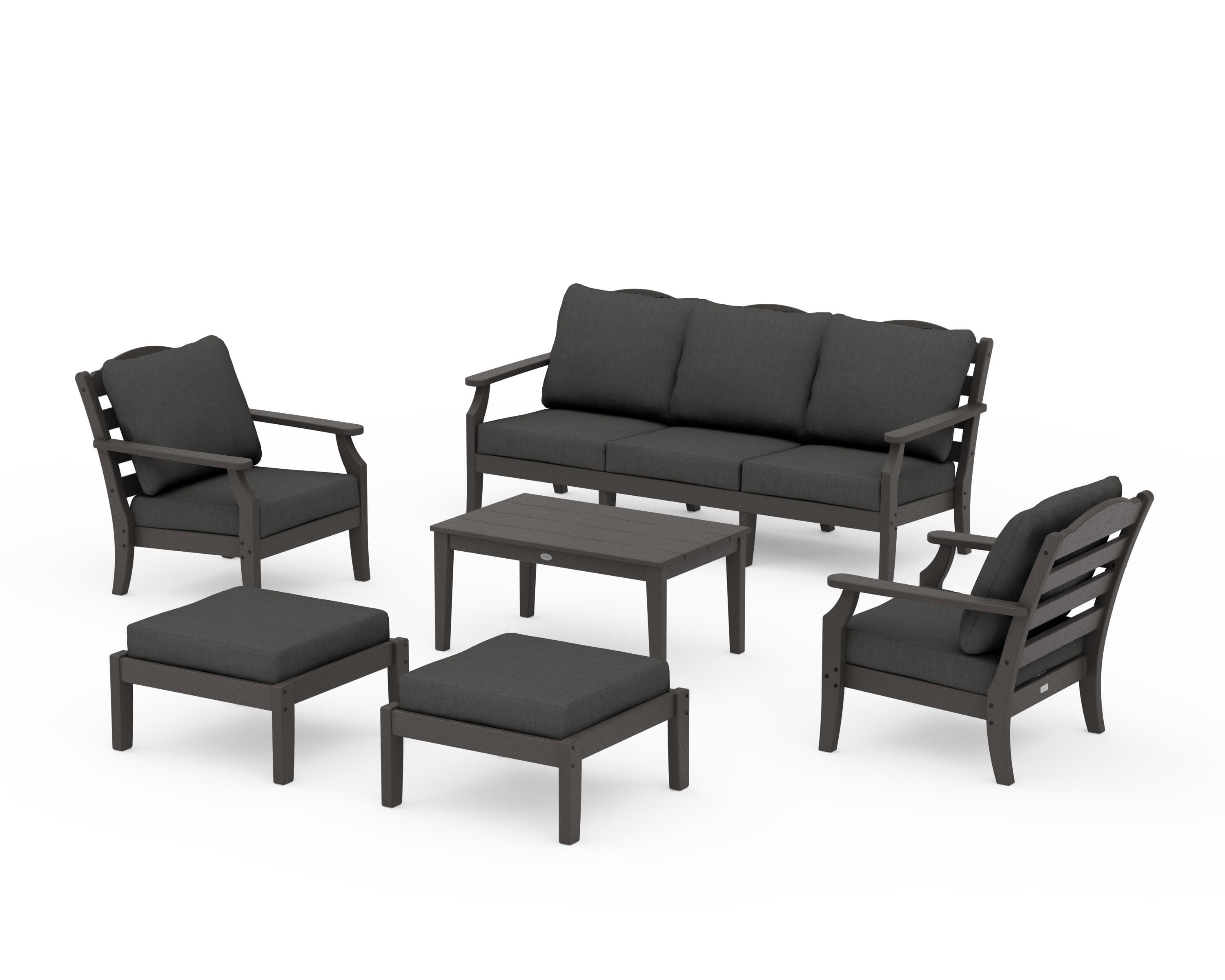 Savannah 6-Piece Lounge Sofa Set in Vintage Coffee / Spectrum Carbon