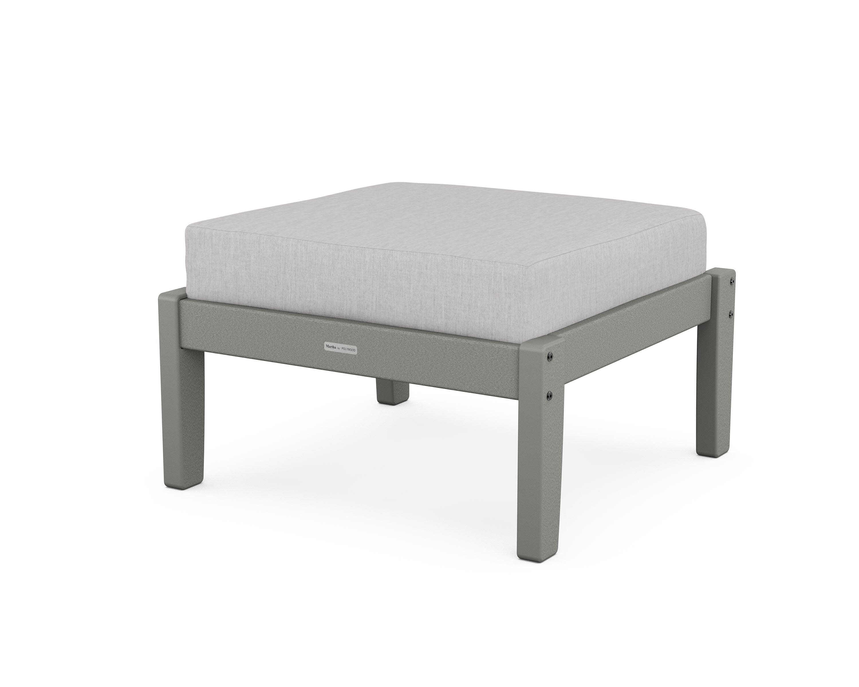 Chinoiserie Deep Seating Ottoman in Slate Grey / Granite