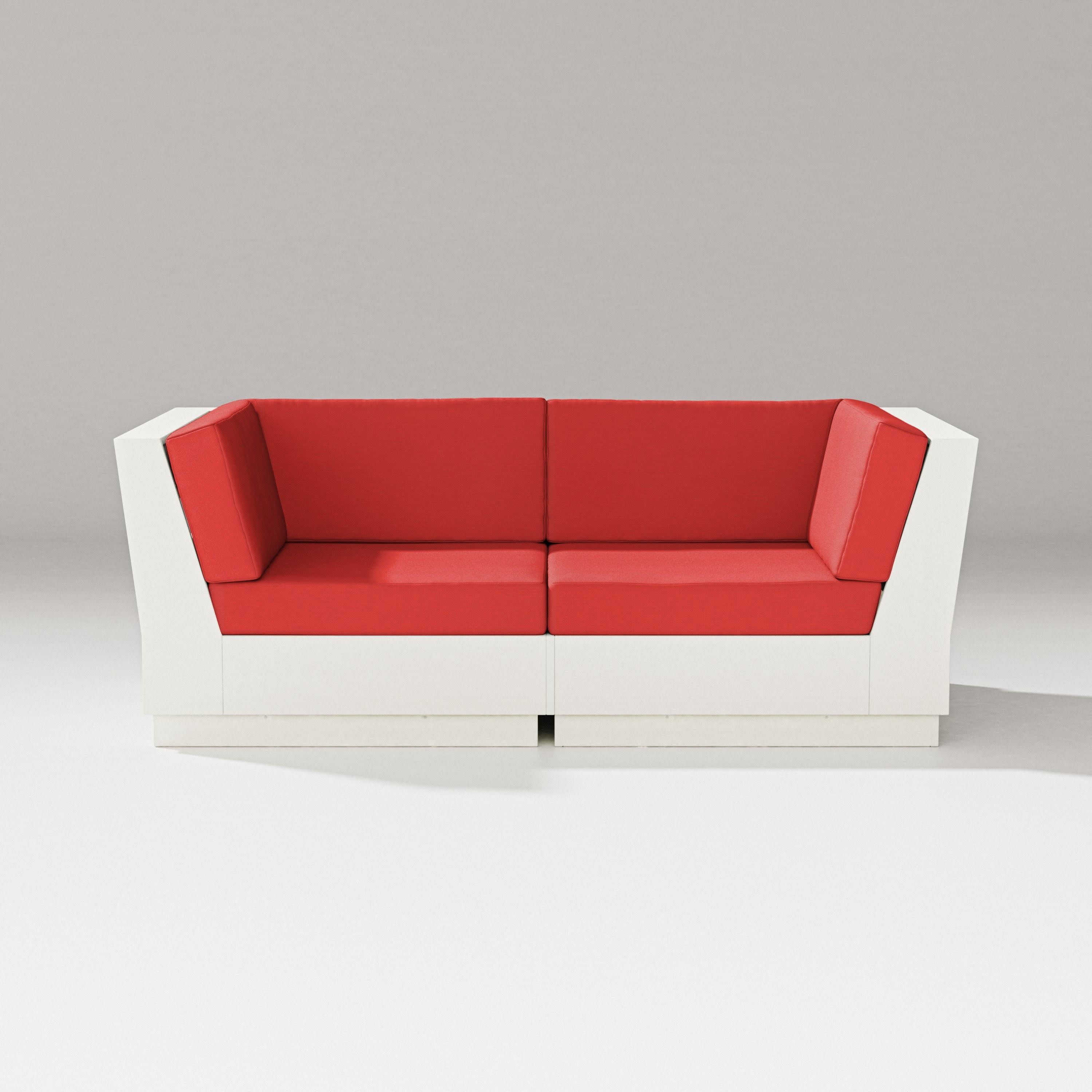 Elevate Loveseat Sectional in Vintage White / Crimson Linen