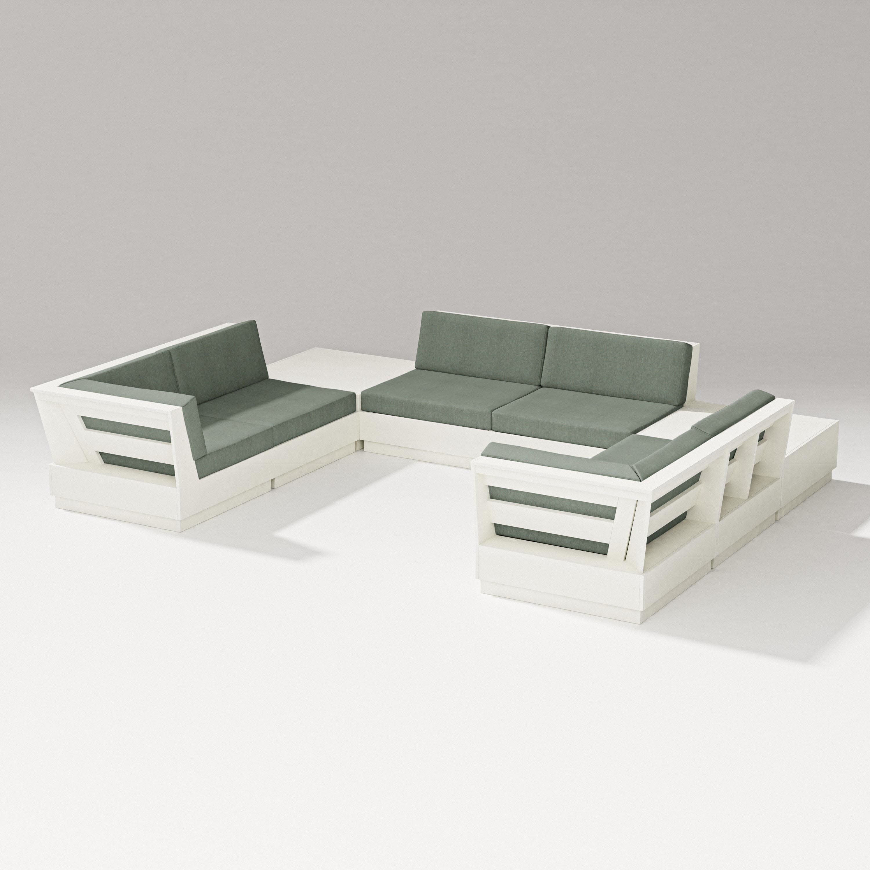 Elevate 8-Piece U-Shaped Sectional in Vintage White / Cast Sage