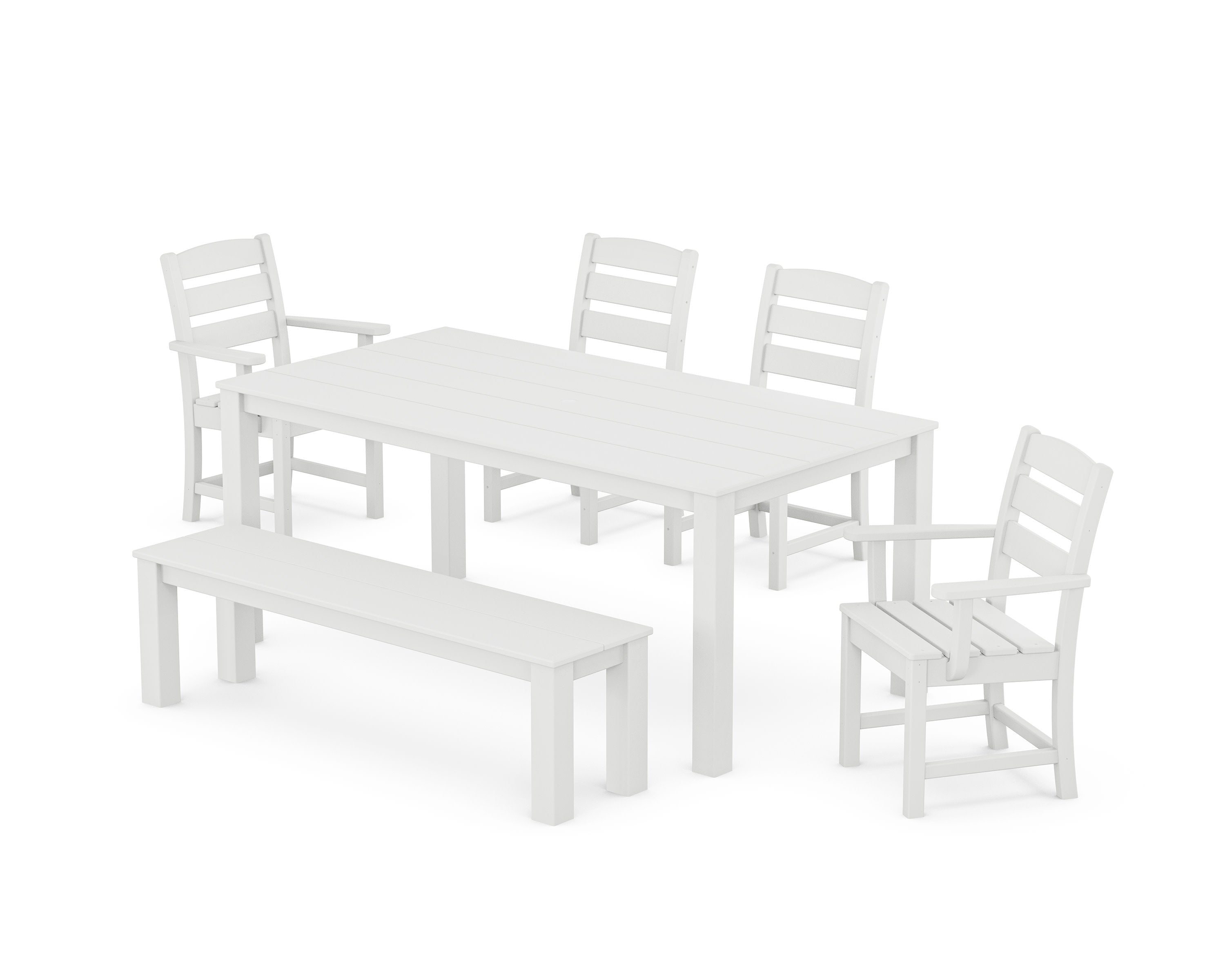 Lakeside 6-Piece Parsons Dining Set with Bench in White