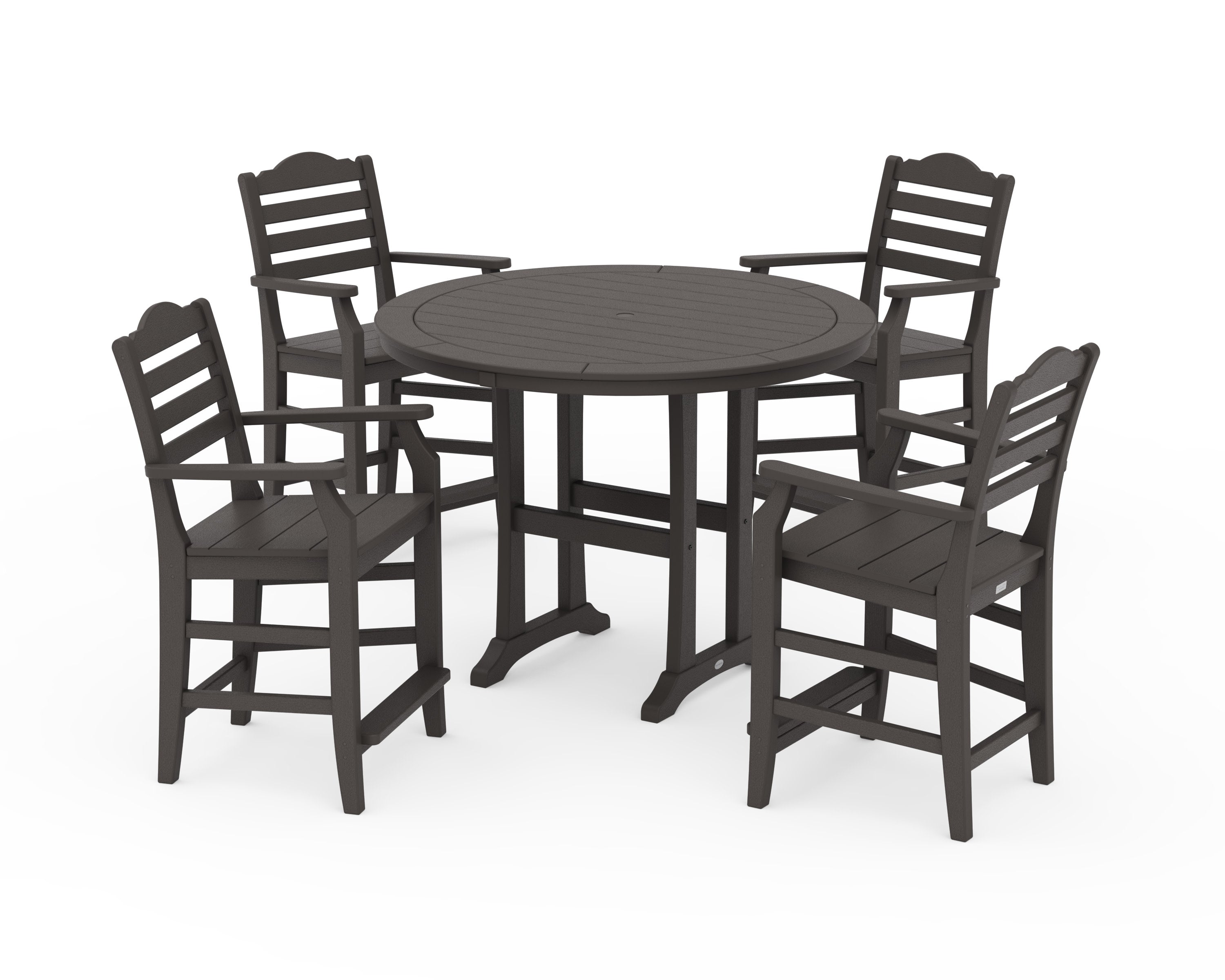 Savannah 5-Piece Round Counter Set in Vintage Coffee