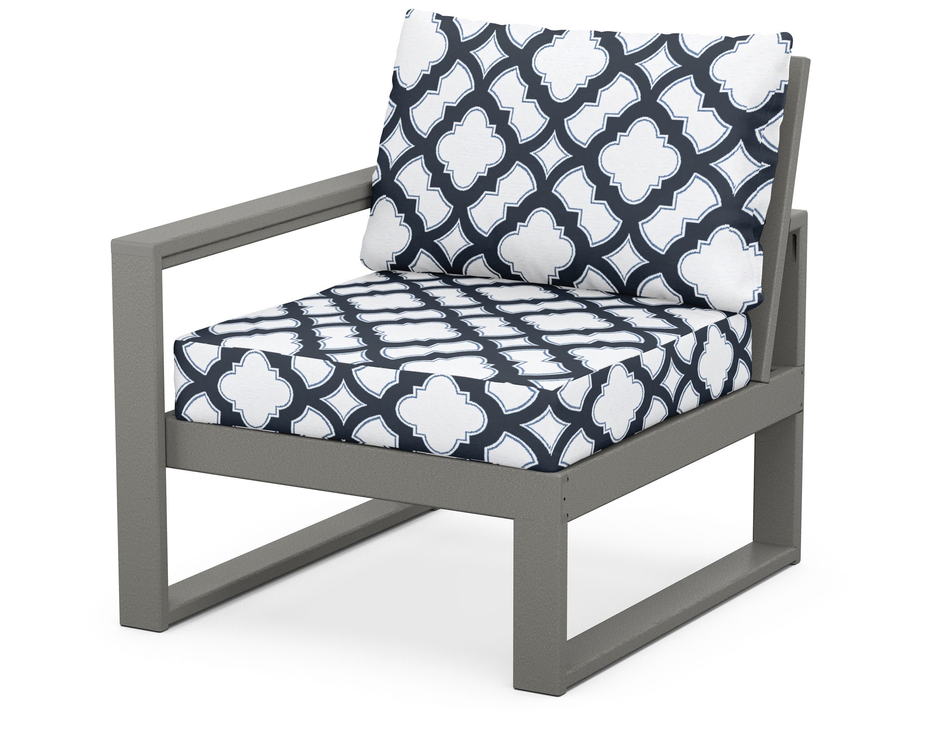 EDGE Modular Left Arm Chair in Slate Grey / Trellis Marine Indigo