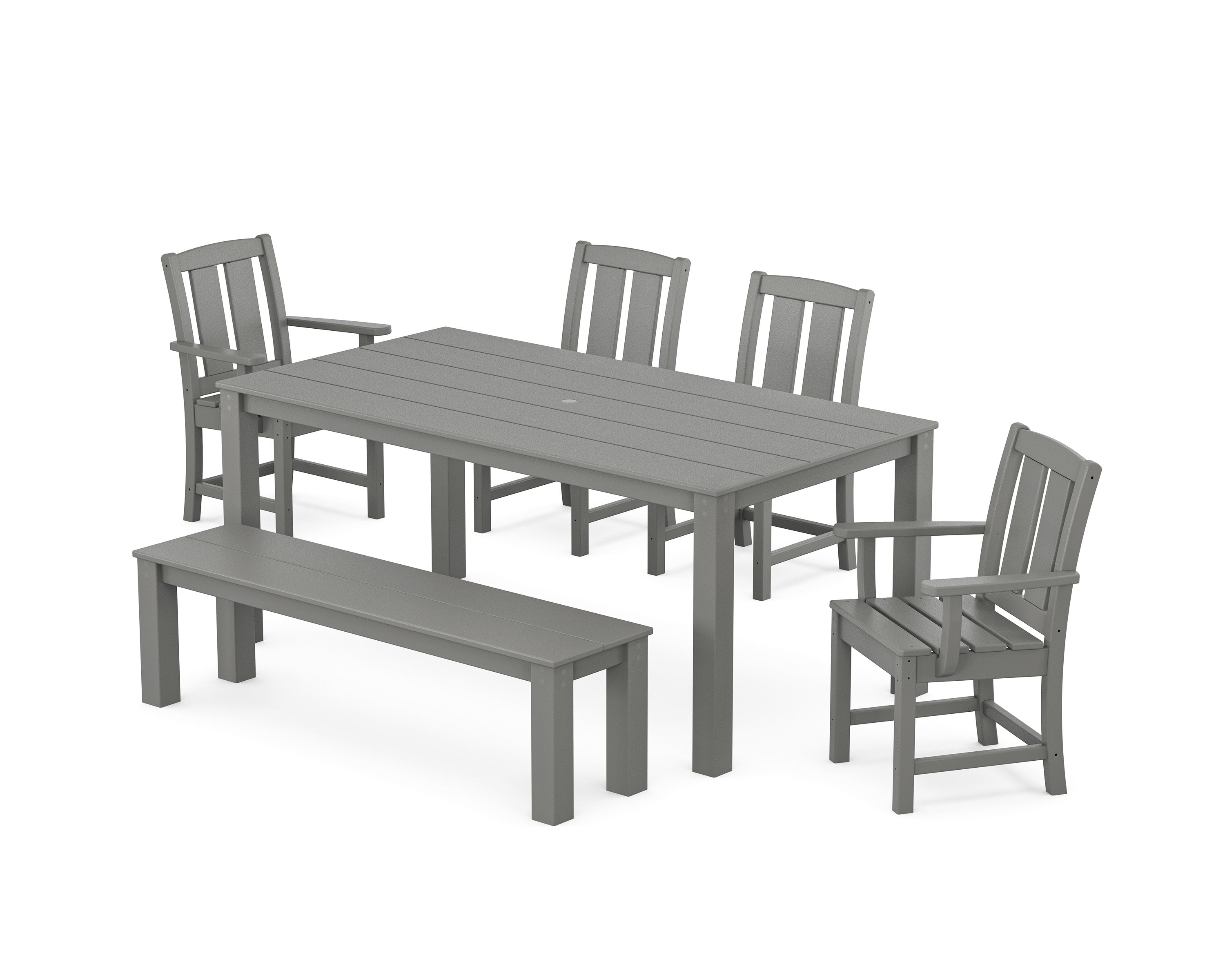 Mission 6-Piece Parsons Dining Set with Bench in Slate Grey