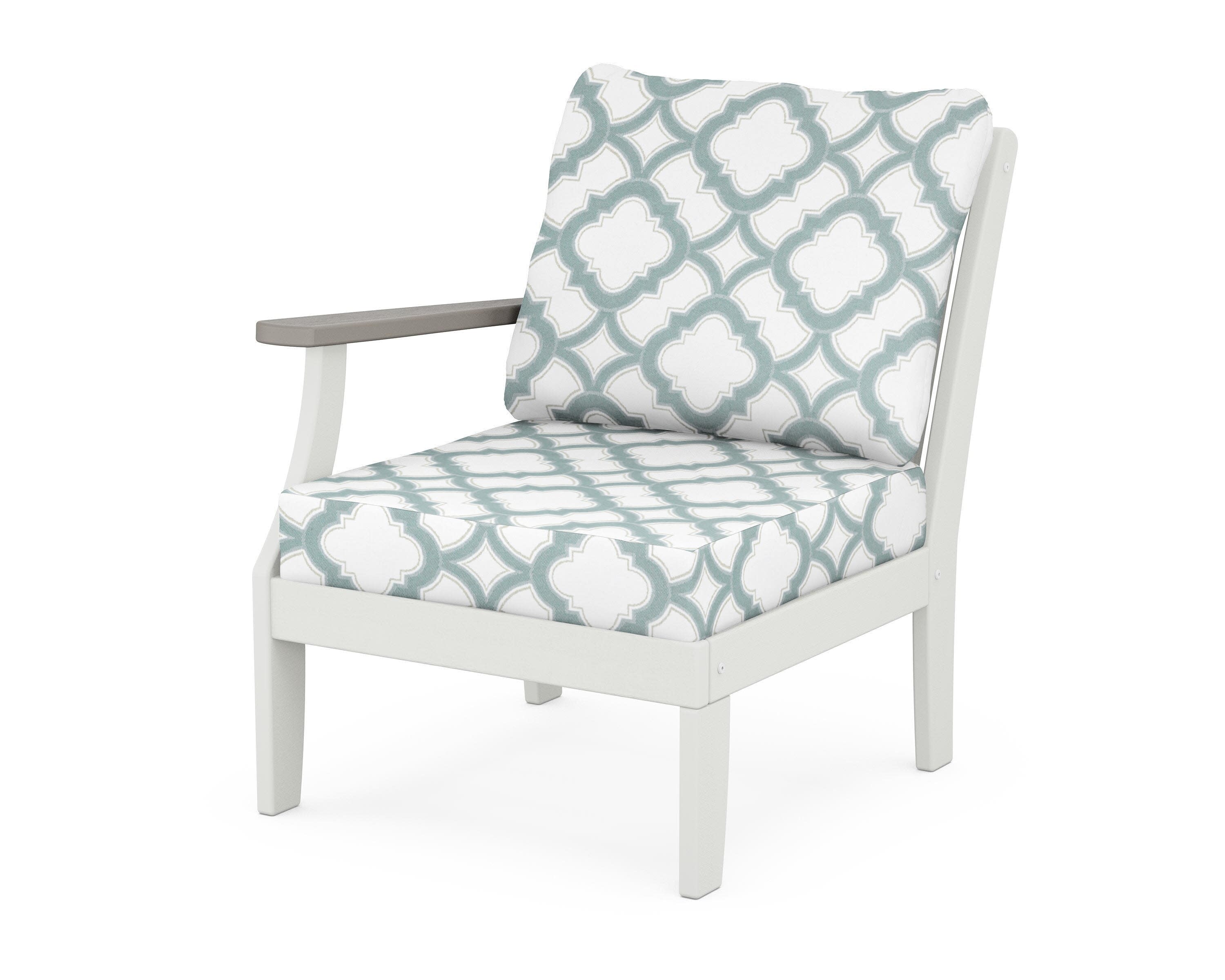 Braxton Modular Left Arm Chair in White / Driftwood / Trellis Glacier Spa