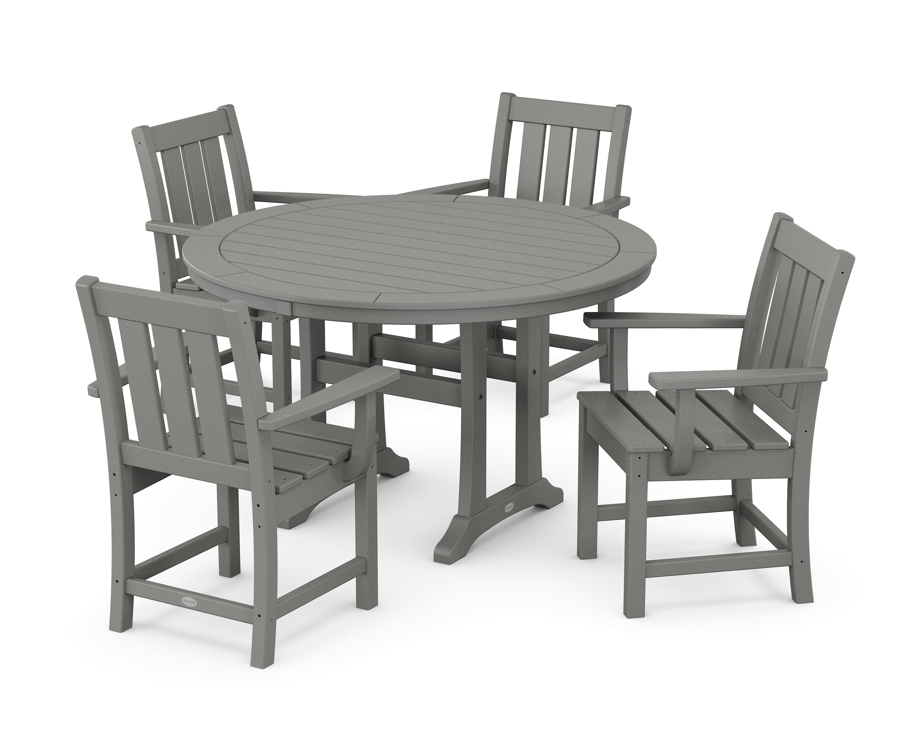 Oxford 5-Piece Round Dining Set with Trestle Legs in Slate Grey