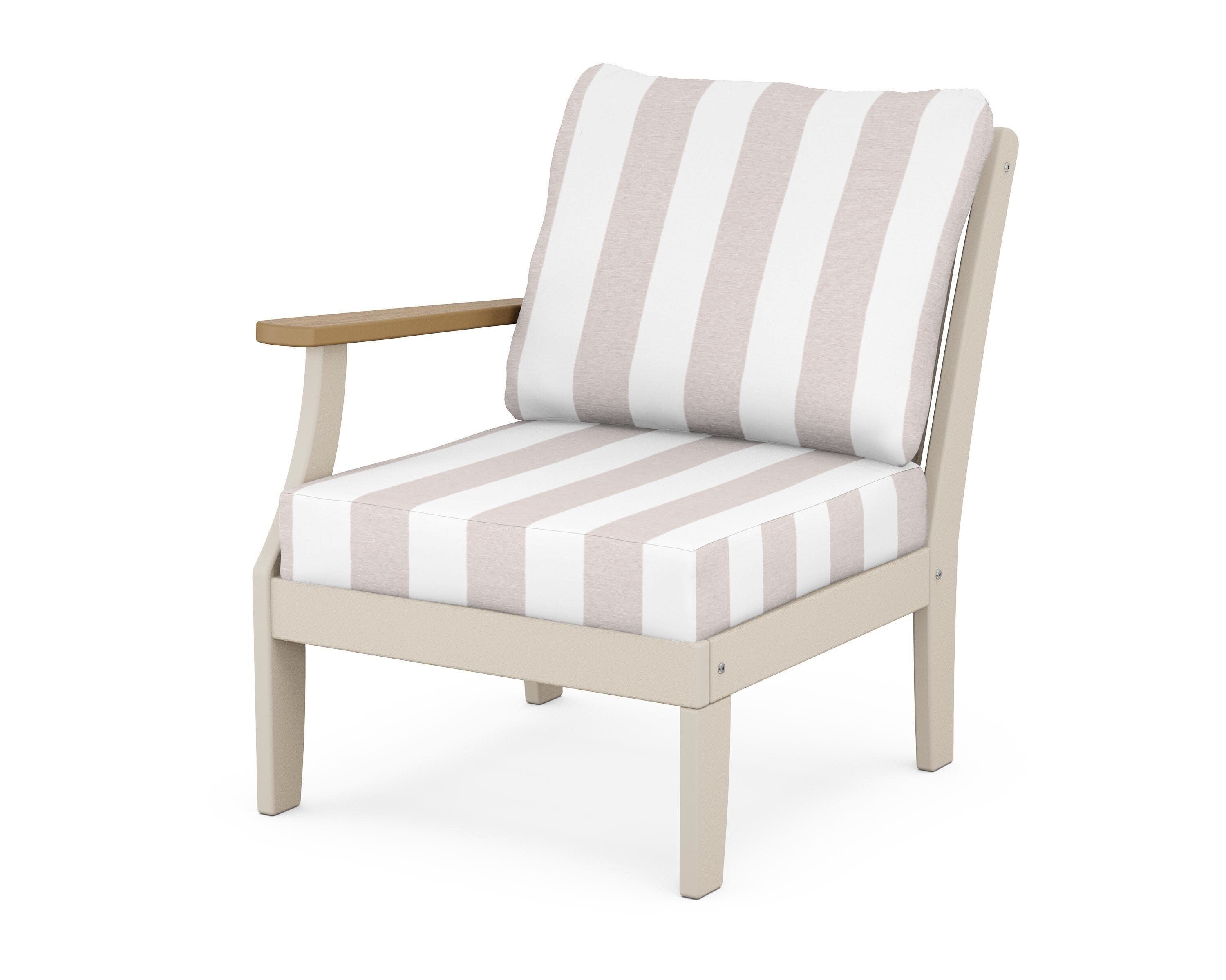 Braxton Modular Left Arm Chair in Sand / Natural / Cabana Stripe Dune Burlap
