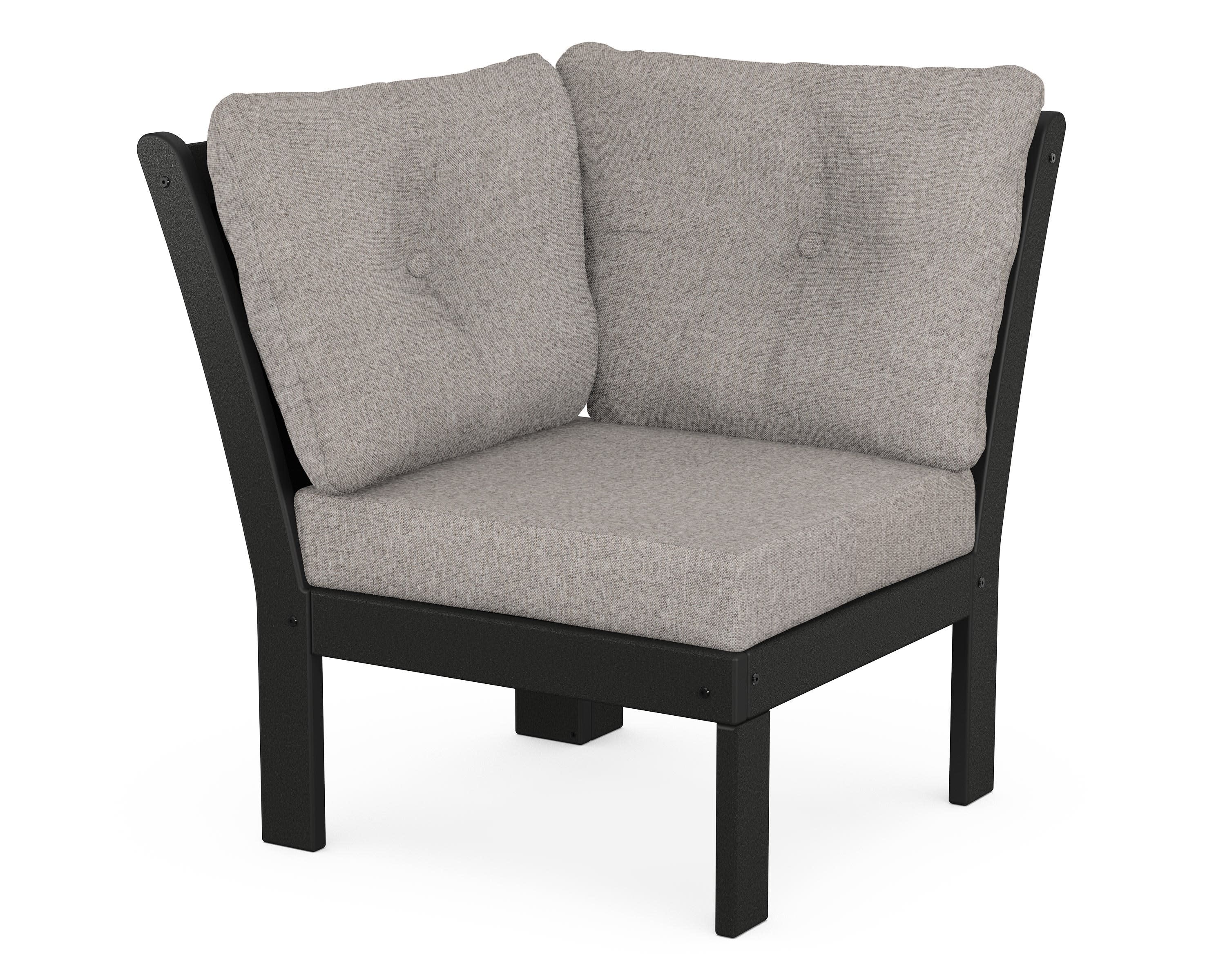 Vineyard Modular Corner Chair in Black / Weathered Tweed