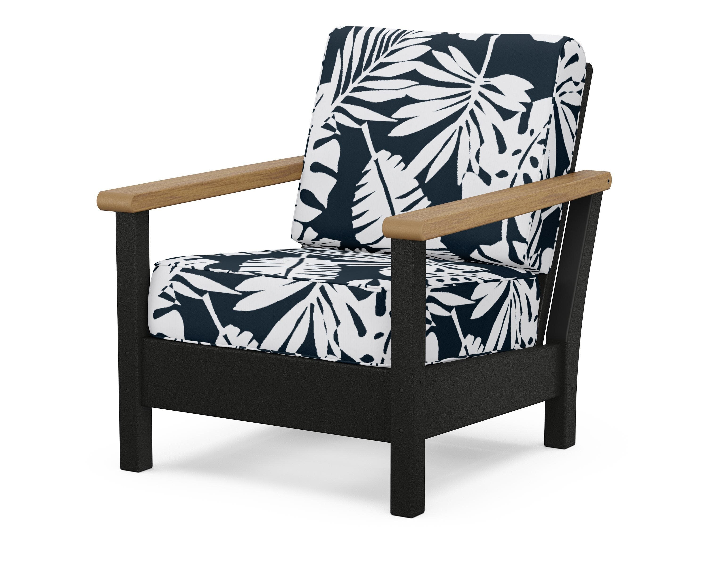 Harbour Deep Seating Chair in Black / Natural / Leaf Marine Indigo
