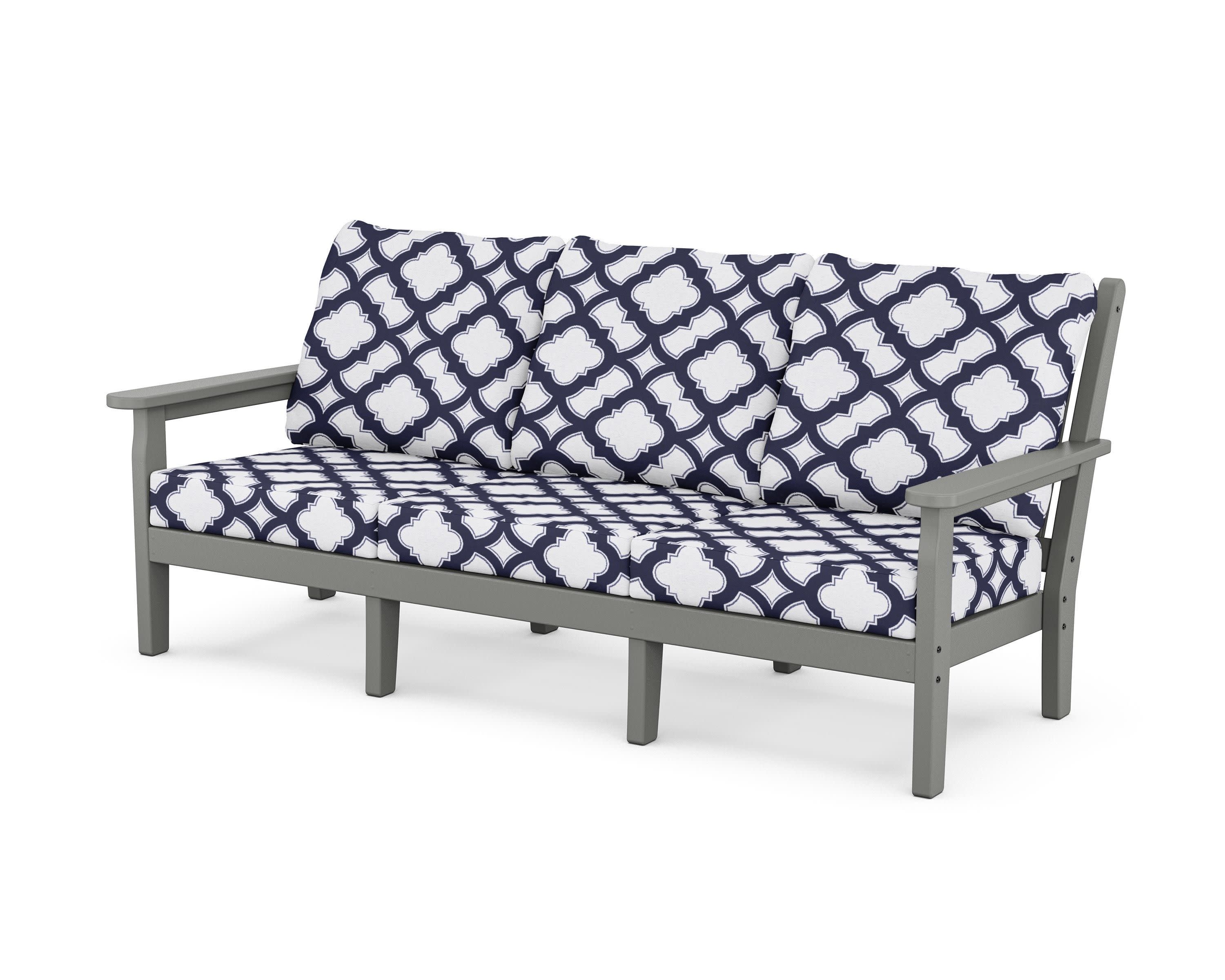 Chippendale Deep Seating Sofa in Slate Grey / Trellis Navy