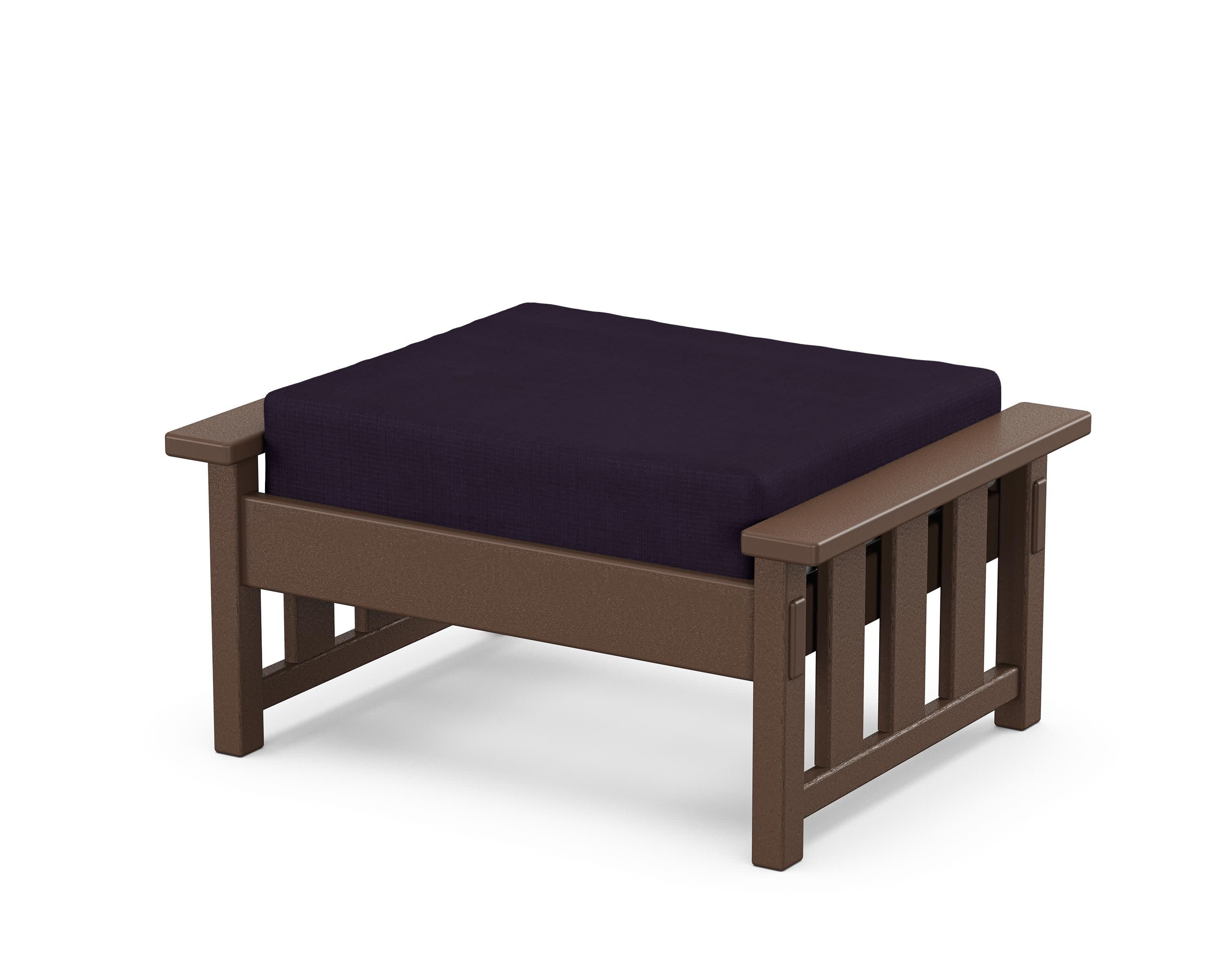 Acadia Deep Seating Ottoman in Mahogany / Navy Linen