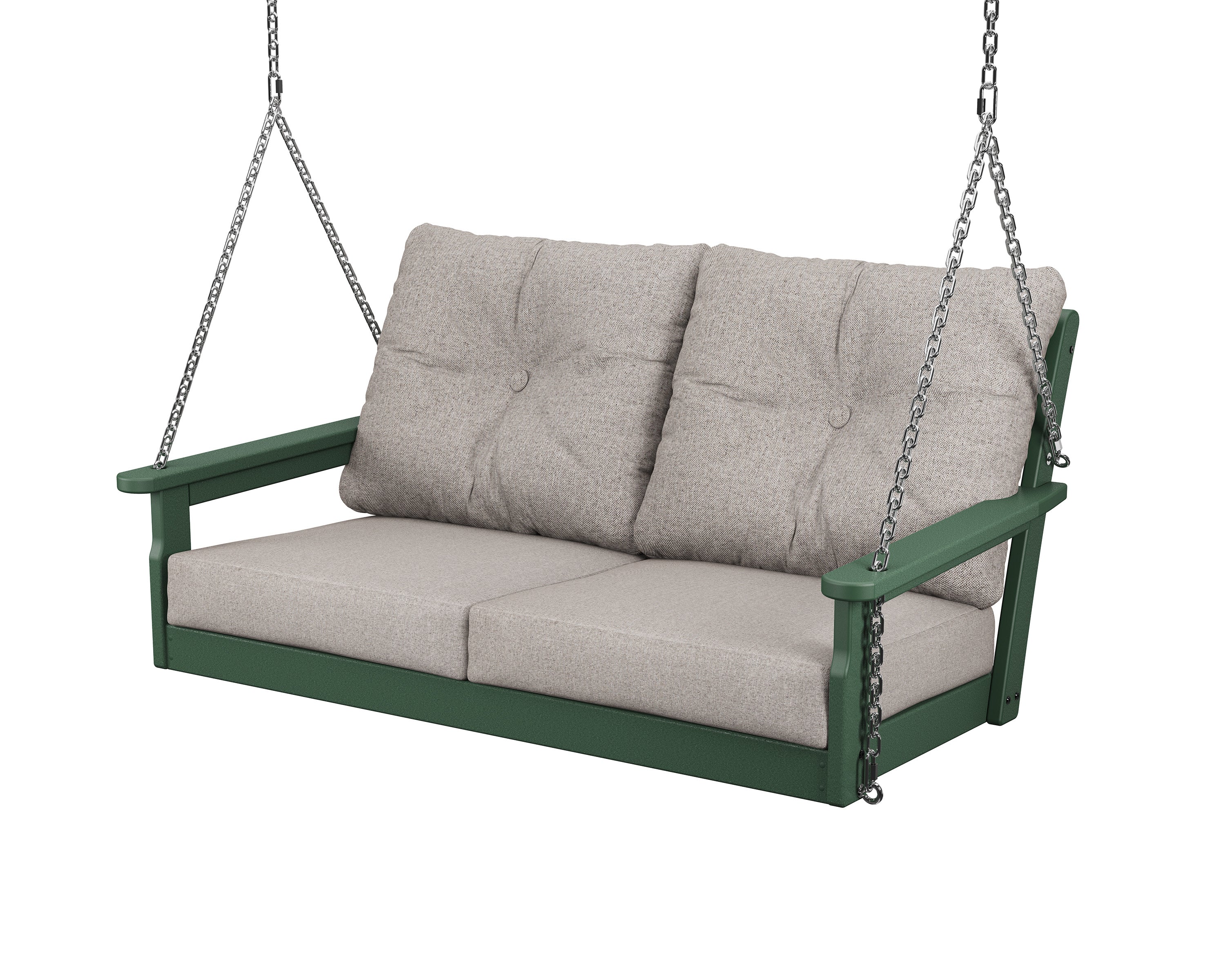 Vineyard Deep Seating Swing in Green / Weathered Tweed