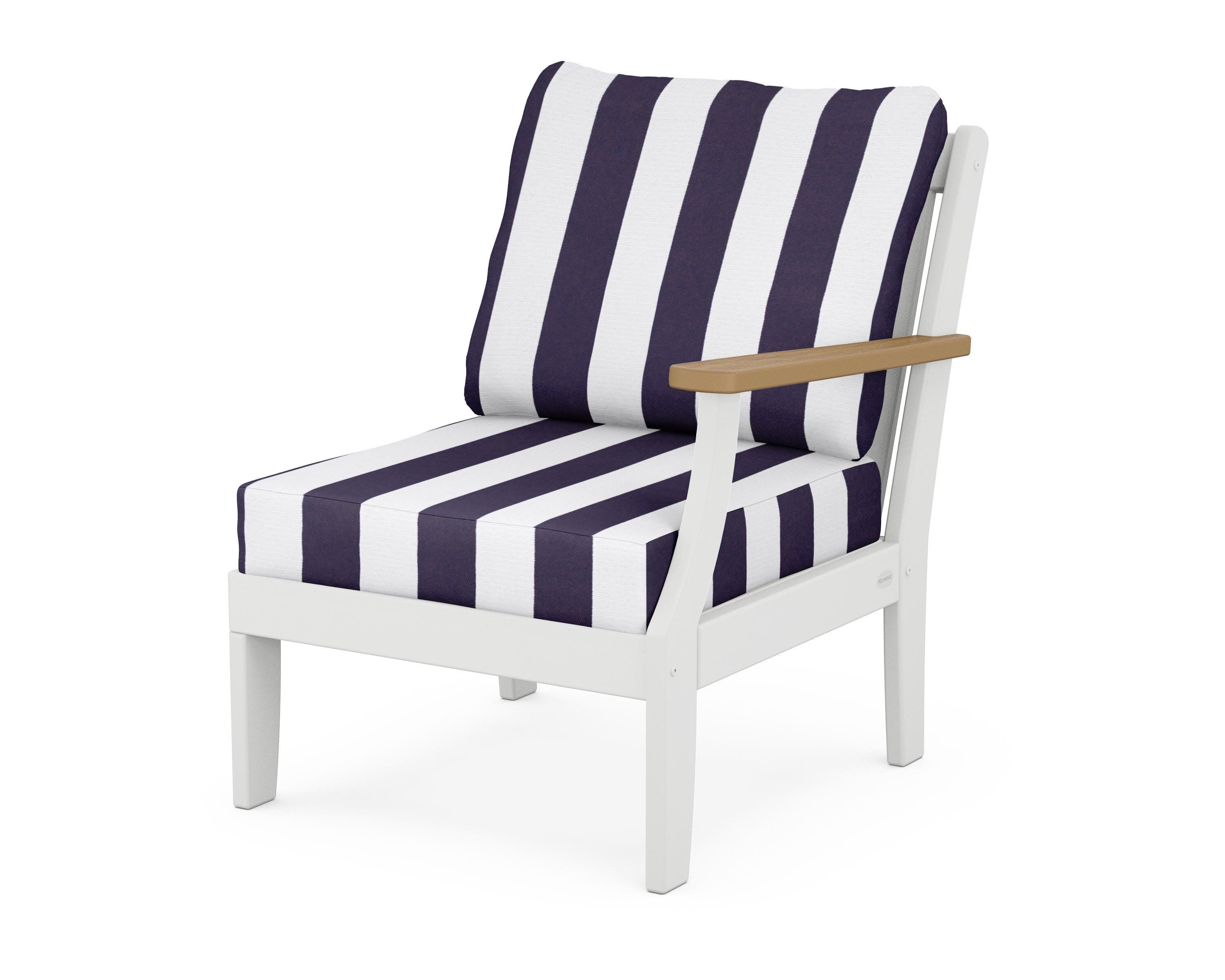 Braxton Modular Right Arm Chair in White / Natural / Cabana Stripe Navy
