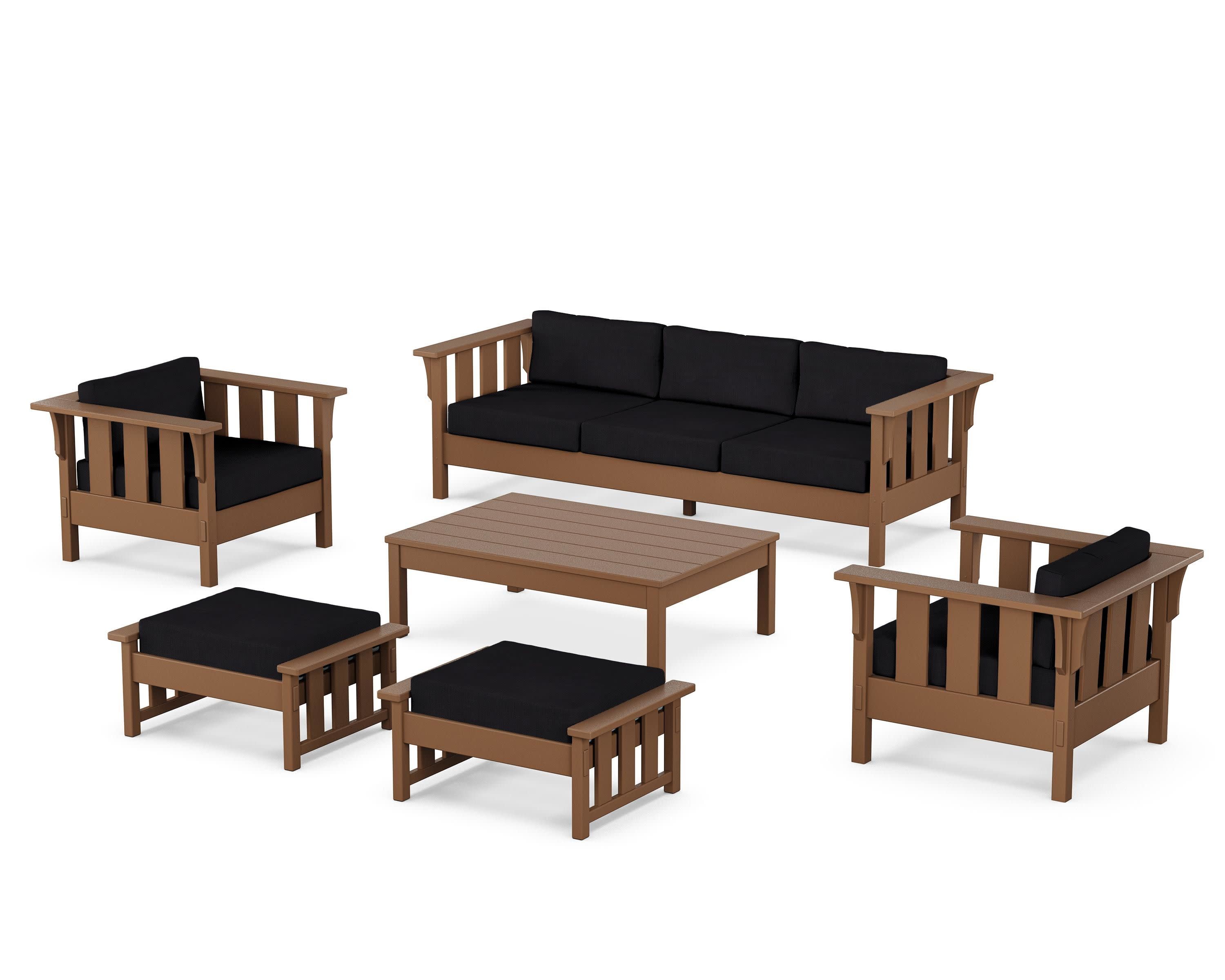 Acadia 6-Piece Lounge Sofa Set in Teak / Midnight Linen