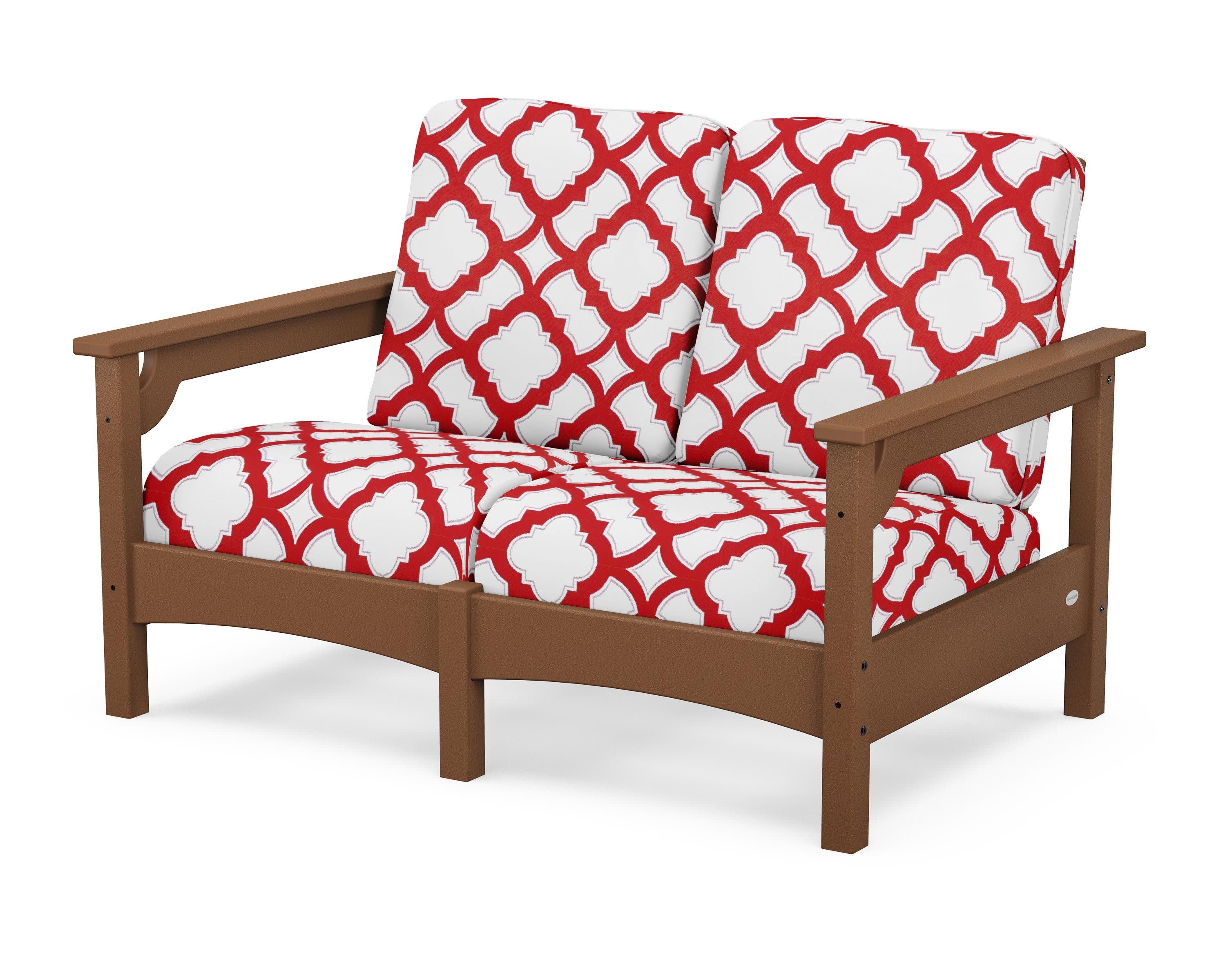 Club Loveseat in Teak / Trellis Crimson