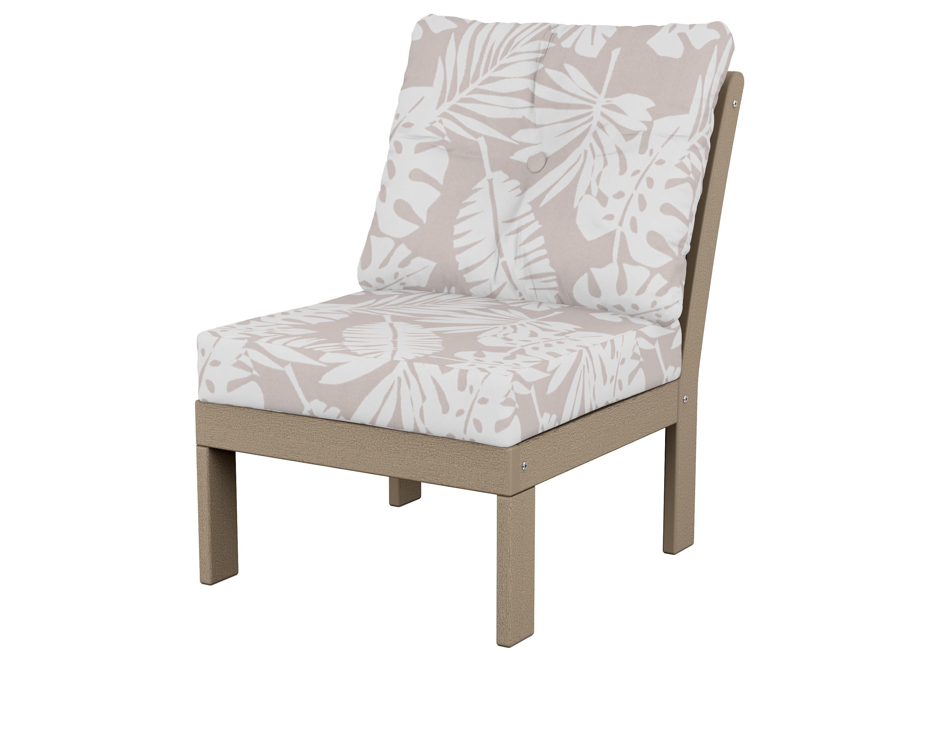 Vineyard Modular Armless Chair in Vintage Sahara / Leaf Dune Burlap