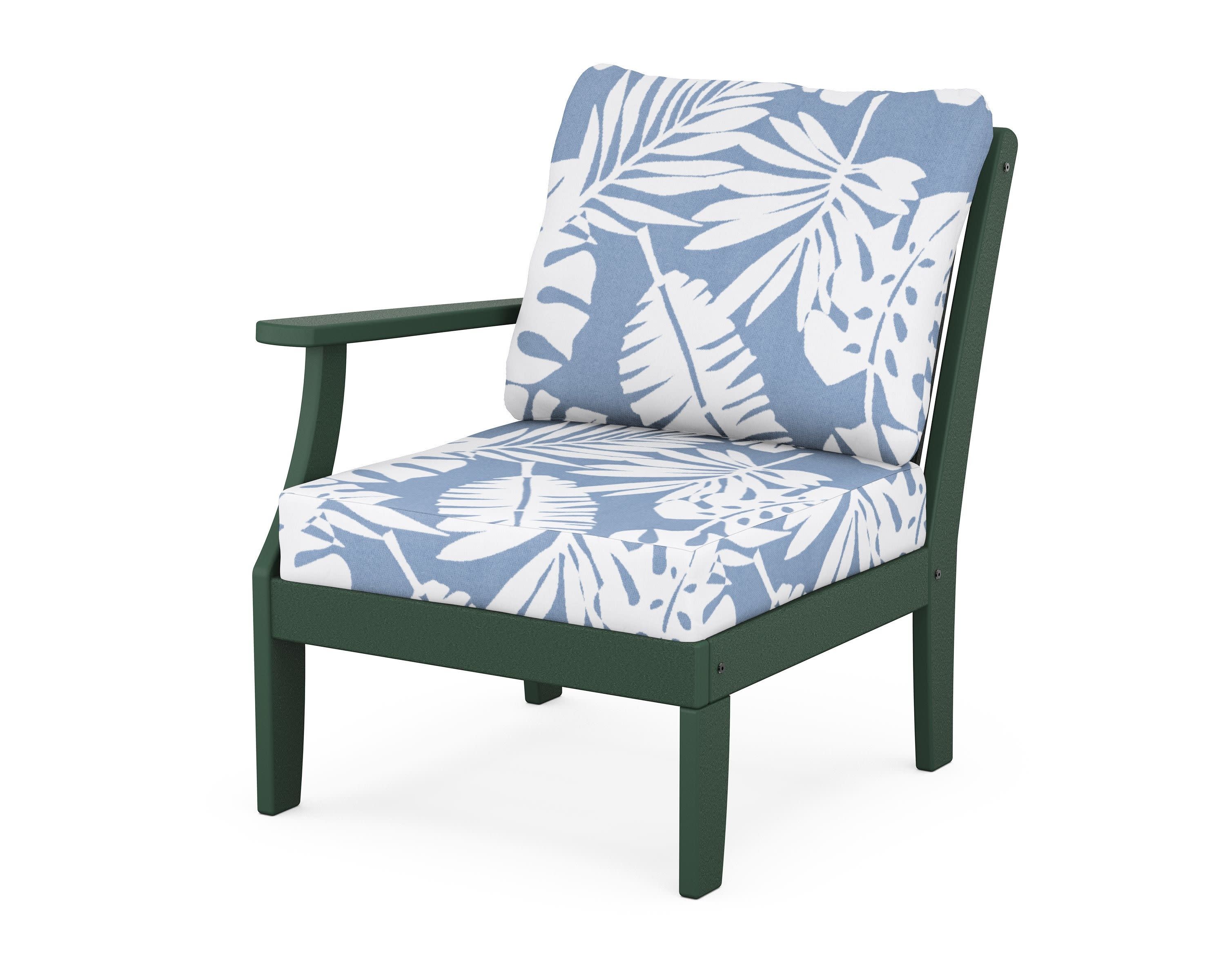 Braxton Modular Left Arm Chair in Green / Leaf Sky Blue