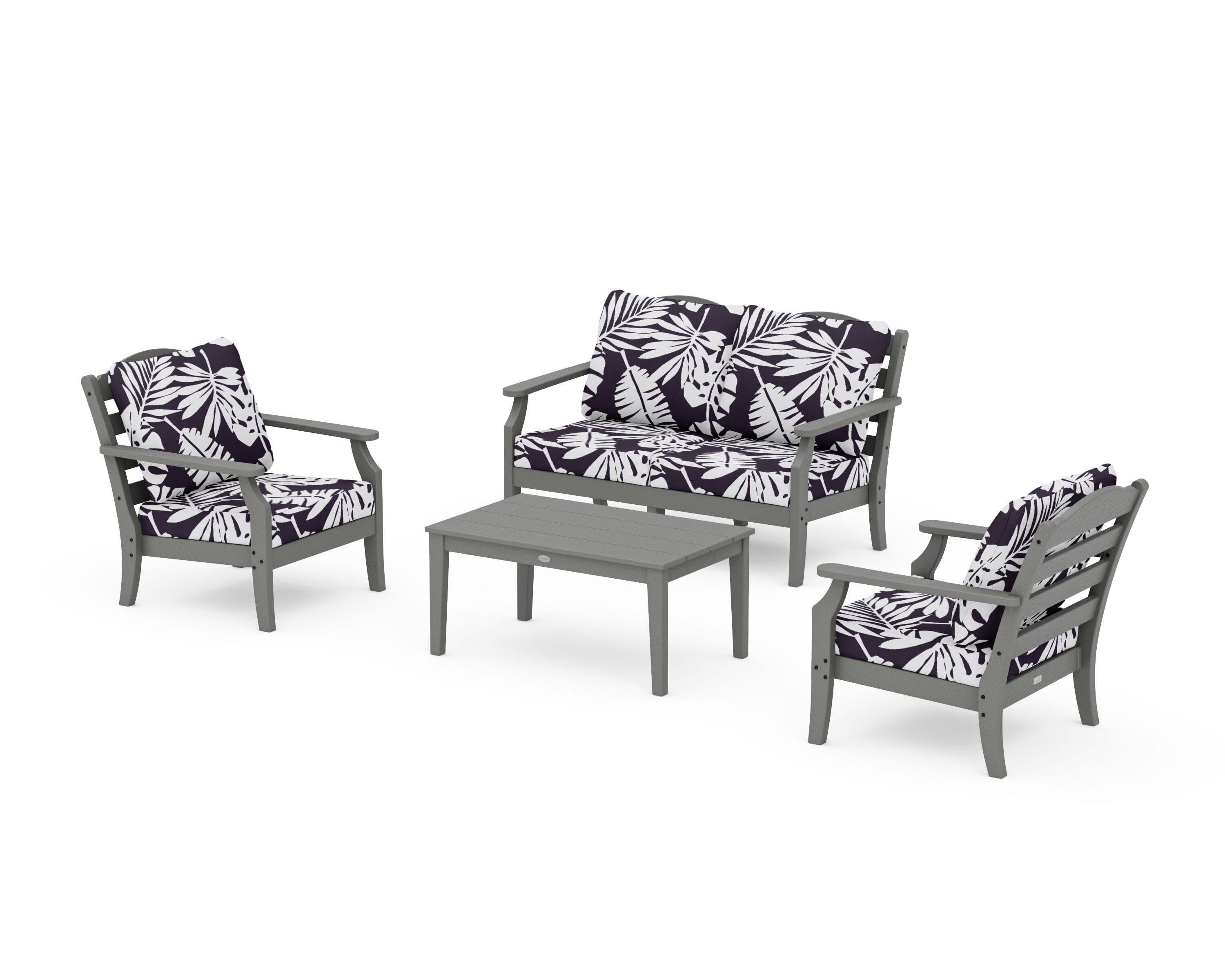 Savannah 4-Piece Deep Seating Set with Loveseat in Slate Grey / Leaf Navy