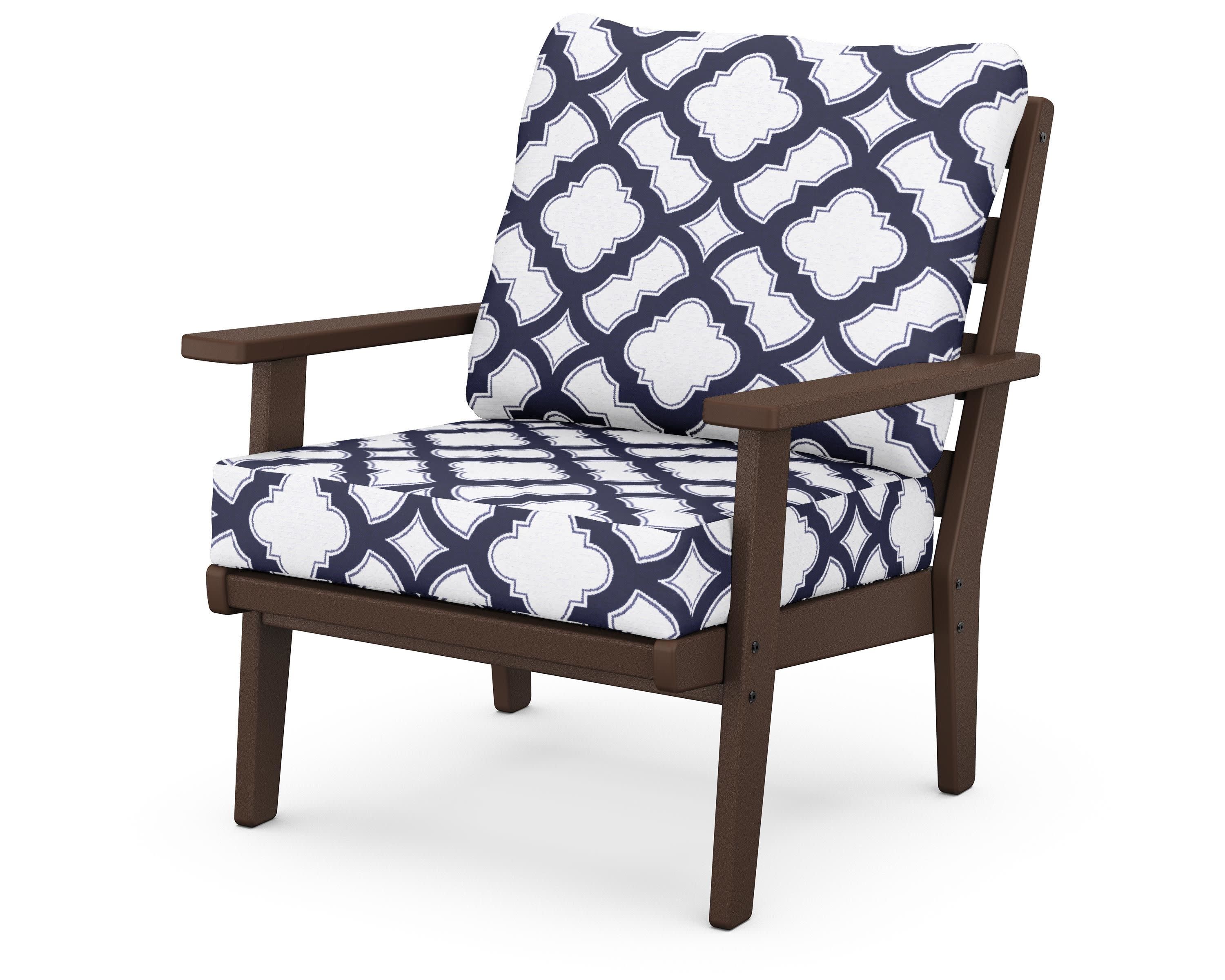 Grant Park Deep Seating Chair in Mahogany / Trellis Navy