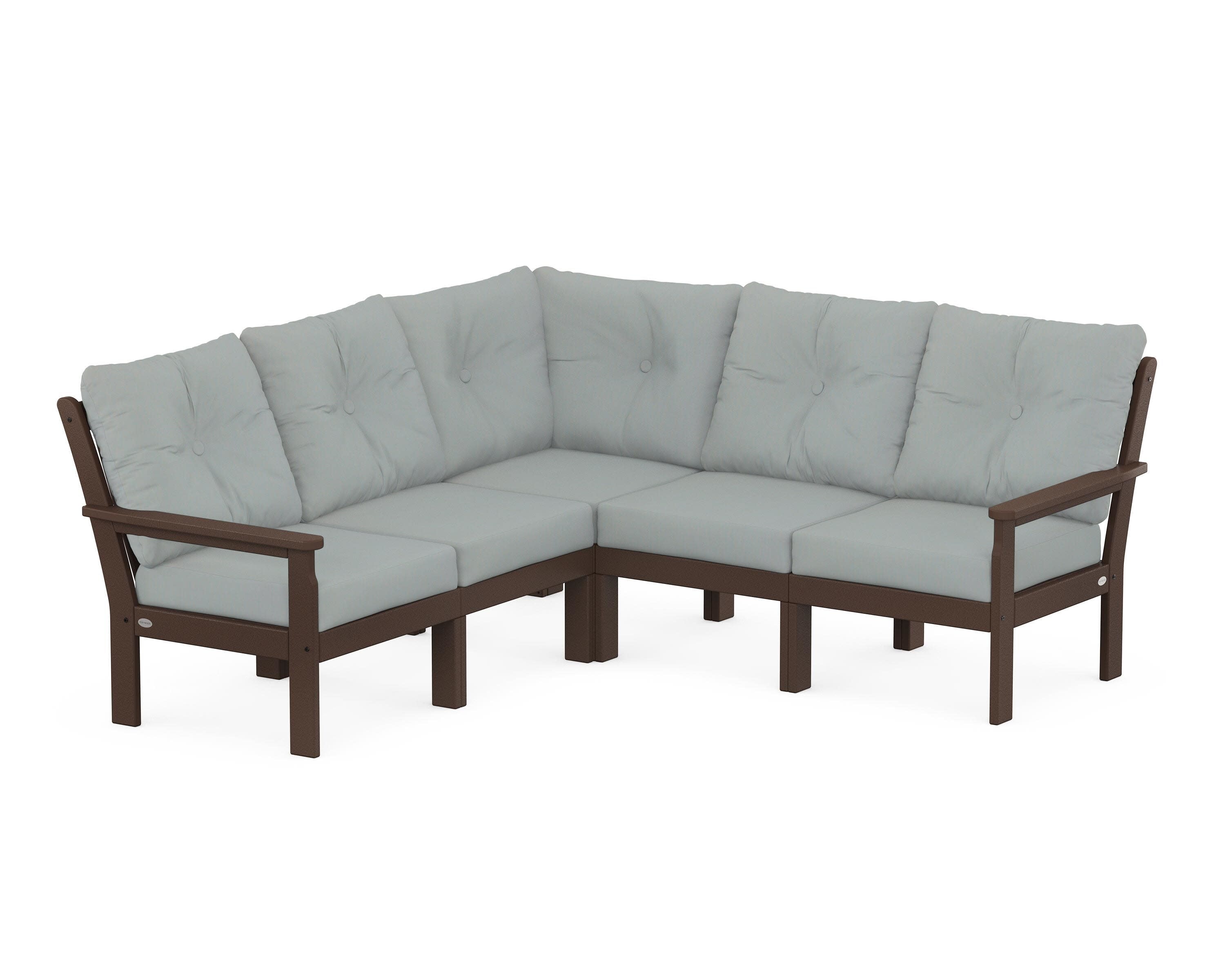 Vineyard 5-Piece Sectional in Mahogany / Spa