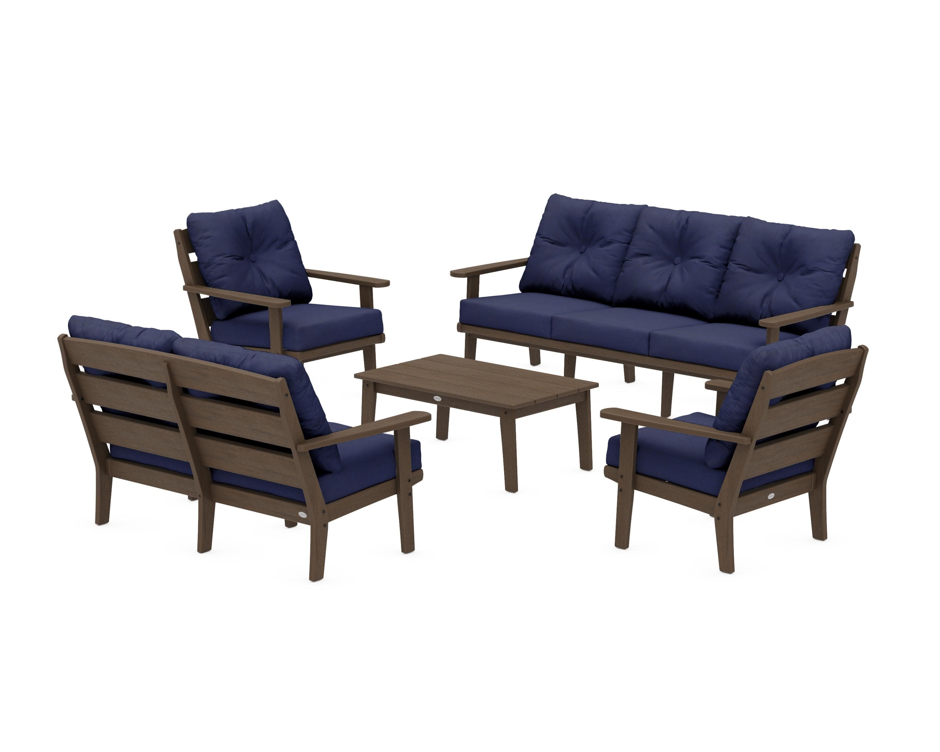 Lakeside 5-Piece Lounge Sofa Set in Kona / Navy