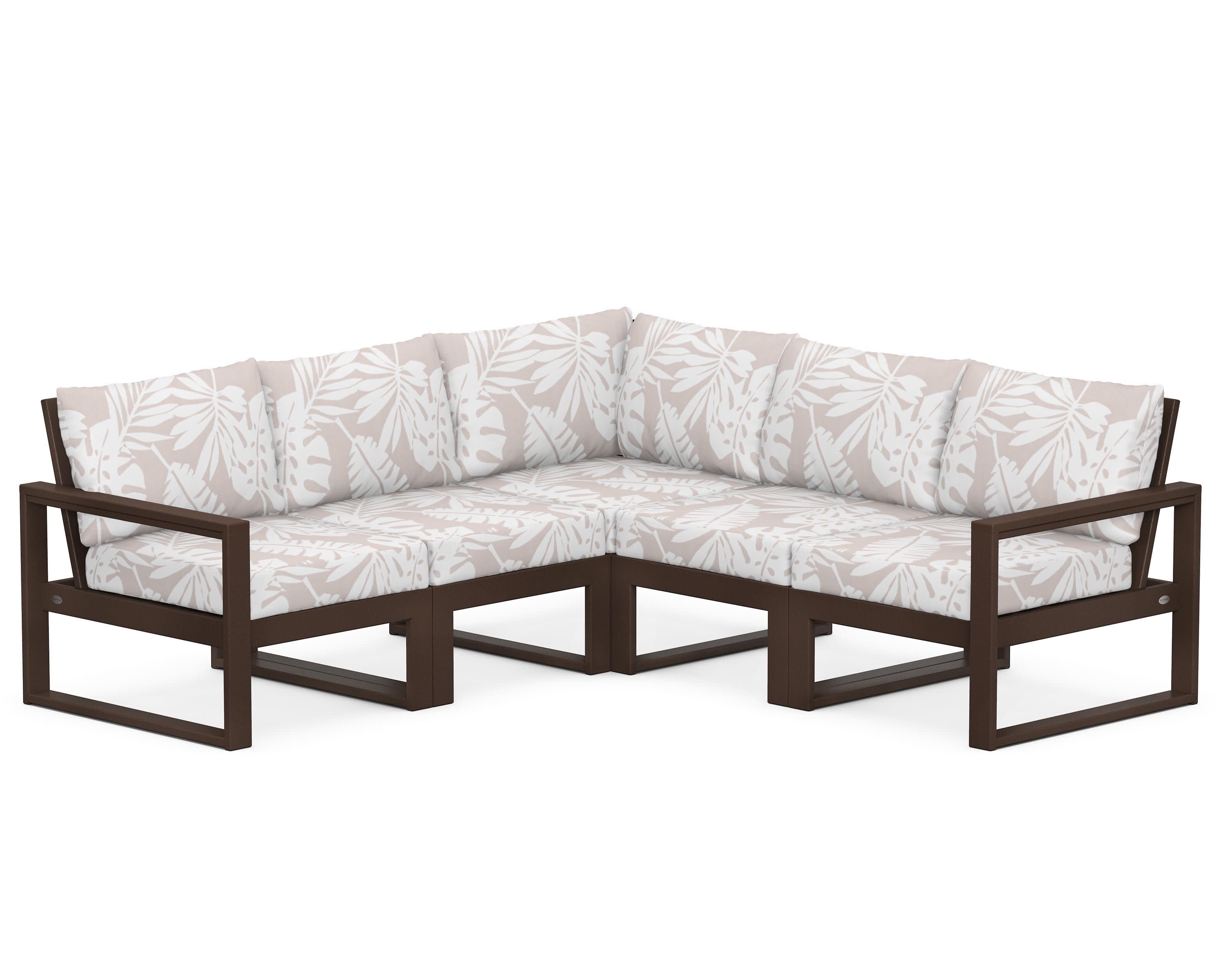 EDGE 5-Piece Modular Deep Seating Set in Mahogany / Leaf Dune Burlap