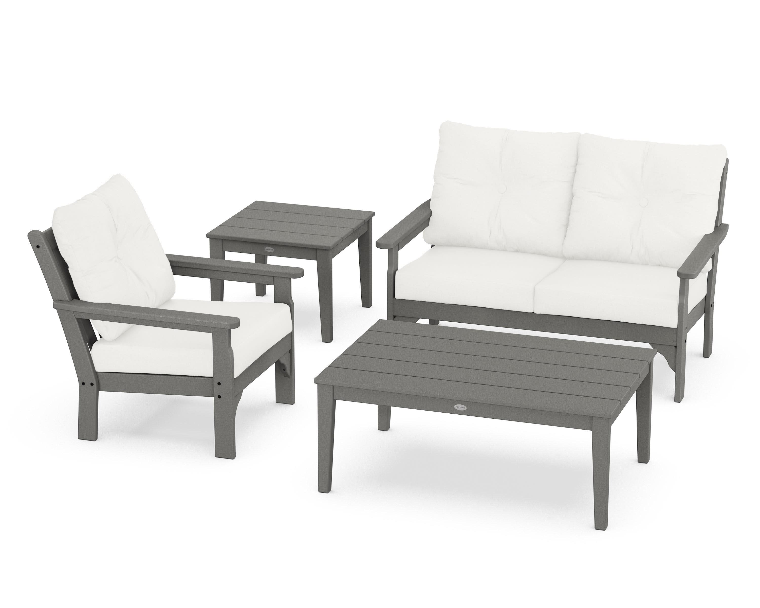 Vineyard 4-Piece Deep Seating Set in Slate Grey / Natural Linen