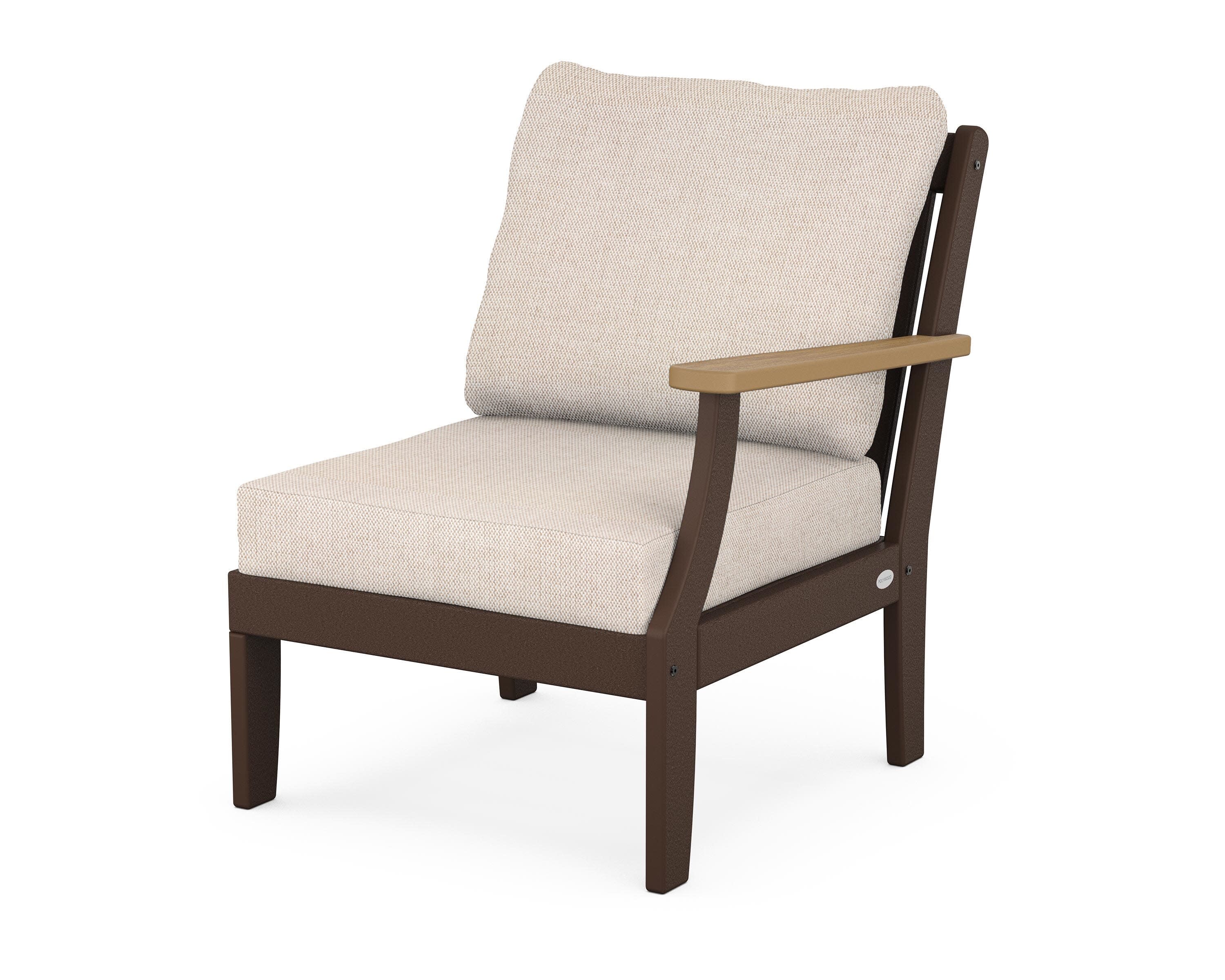 Braxton Modular Right Arm Chair in Mahogany / Natural / Blend Linen