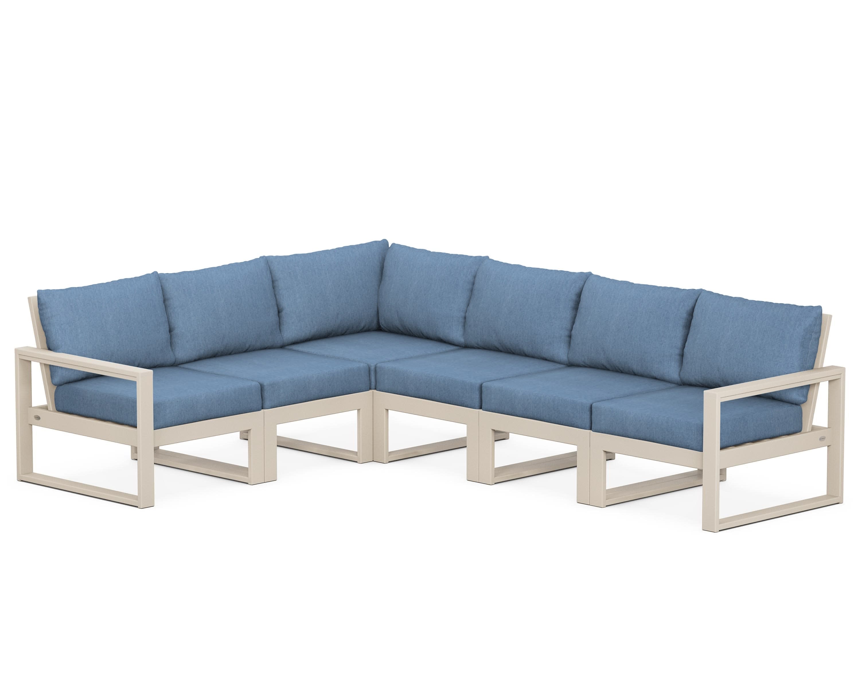 EDGE 6-Piece Modular Deep Seating Set in Sand / Sky Blue