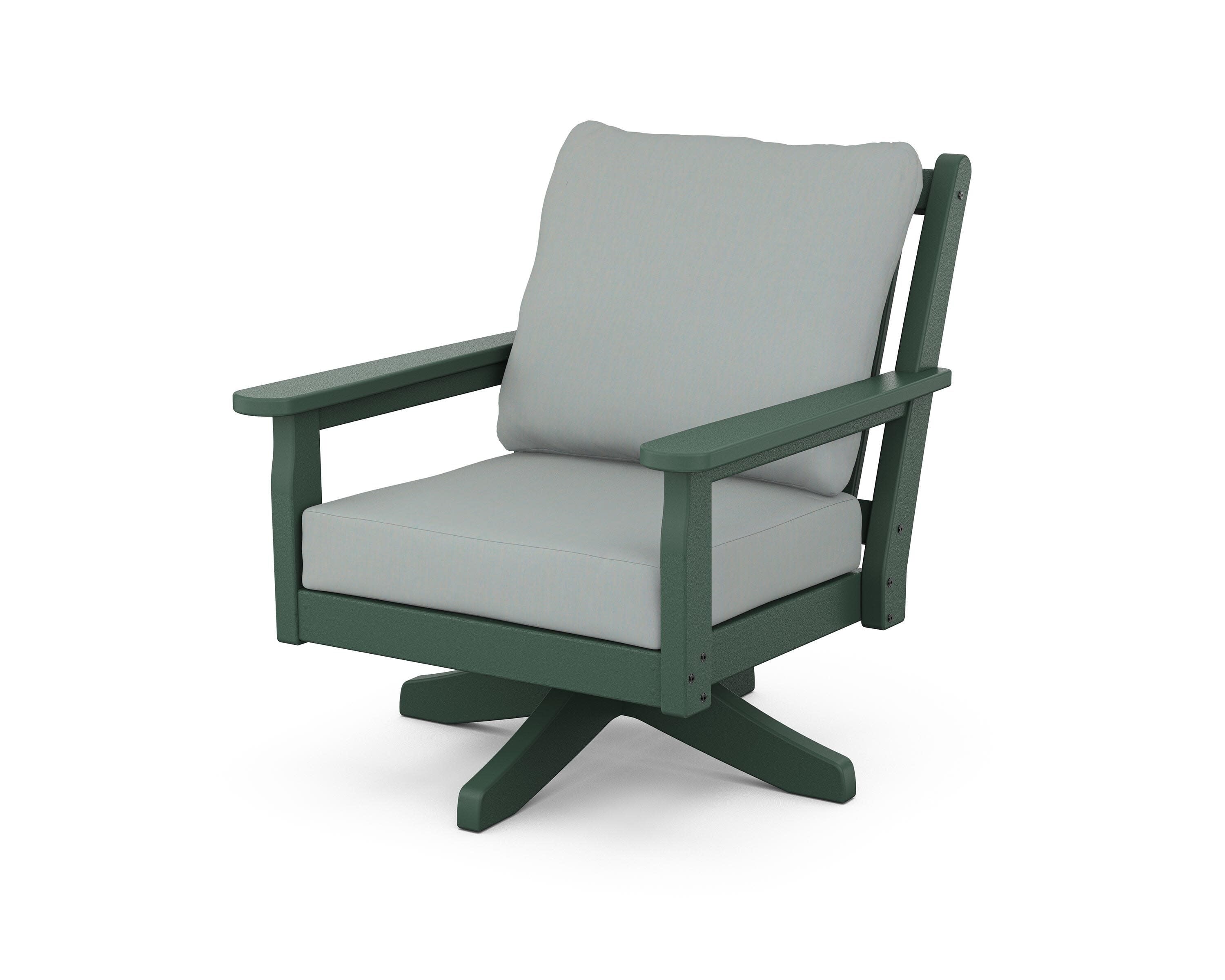 Chippendale Deep Seating Swivel Chair in Green / Spa