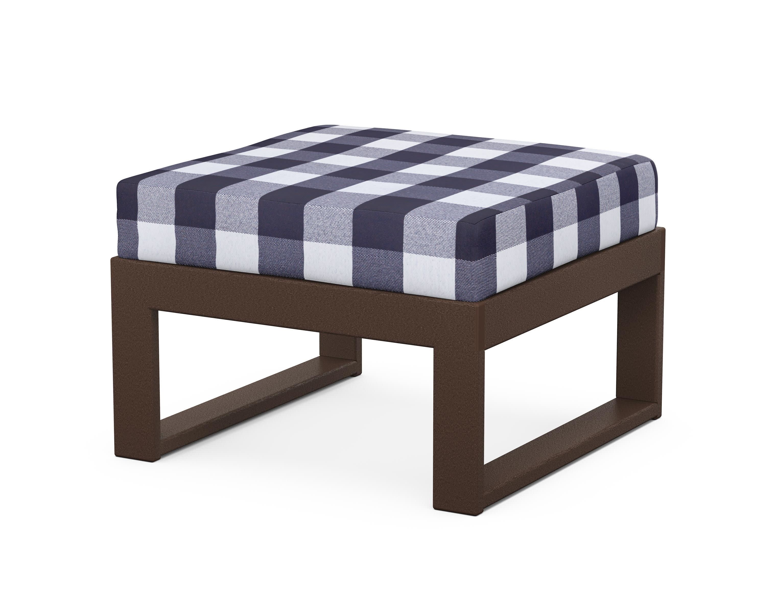 Modular Ottoman - Modern in Mahogany / Buffalo Plaid Navy